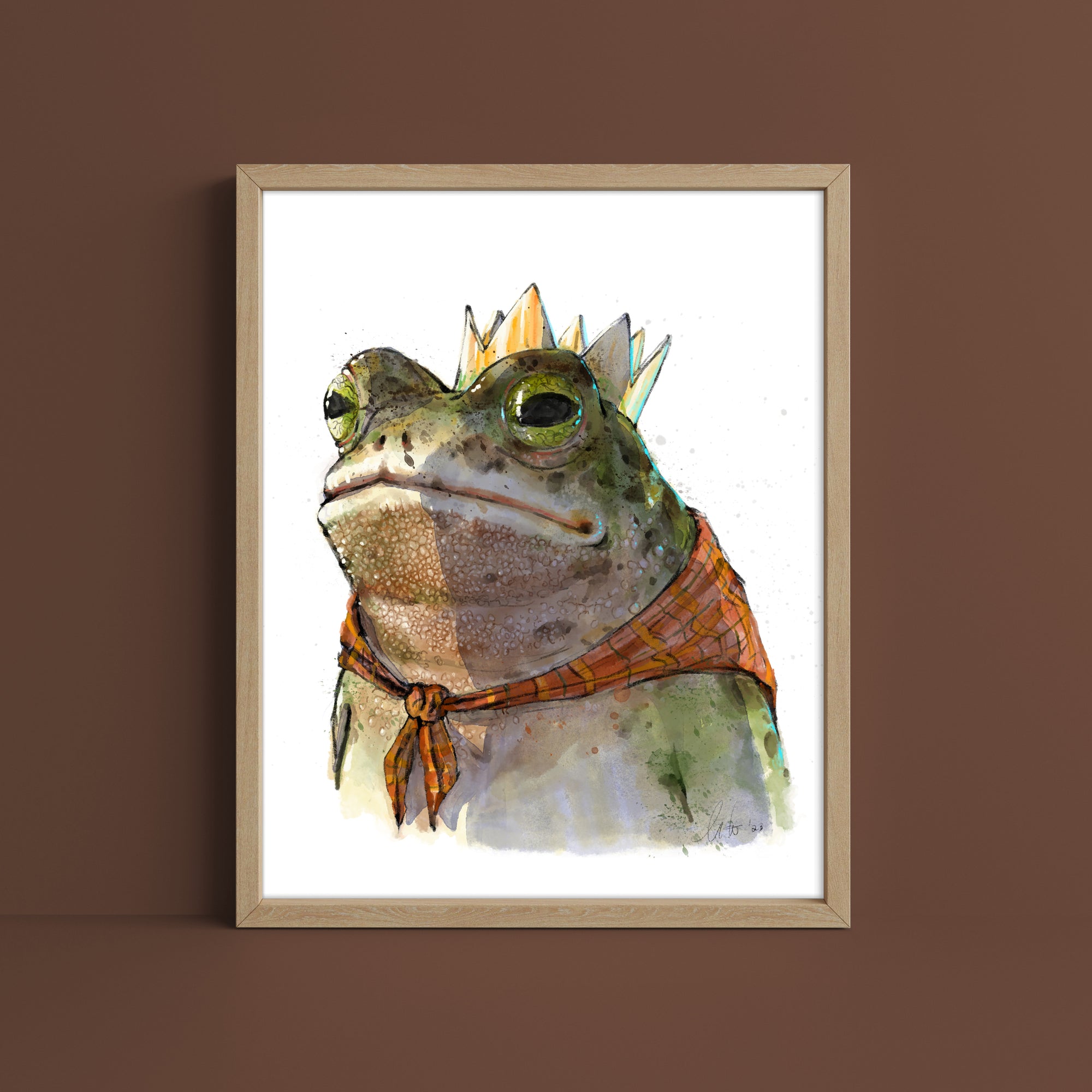 "Monarch of the Marsh" by Catherine Hébert - Toad King Watercolour Fine Art Print