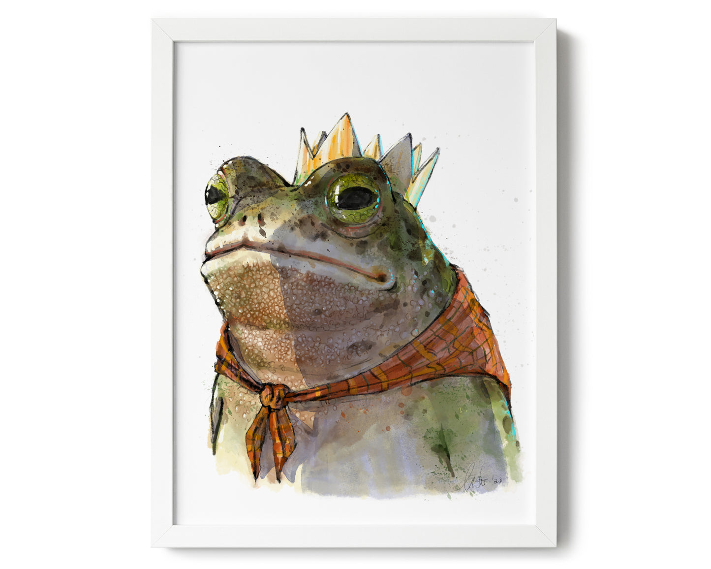 "Monarch of the Marsh" by Catherine Hébert - Toad King Watercolour Giclee Art Print - 12"x16" size