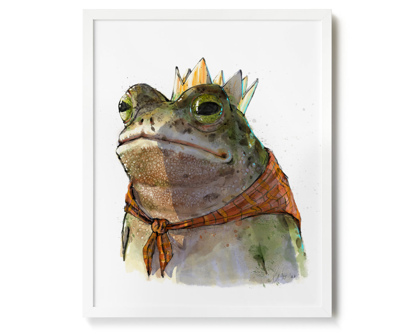 "Monarch of the Marsh" by Catherine Hébert - Toad King Watercolour Giclee Art Print - 16"x20" size