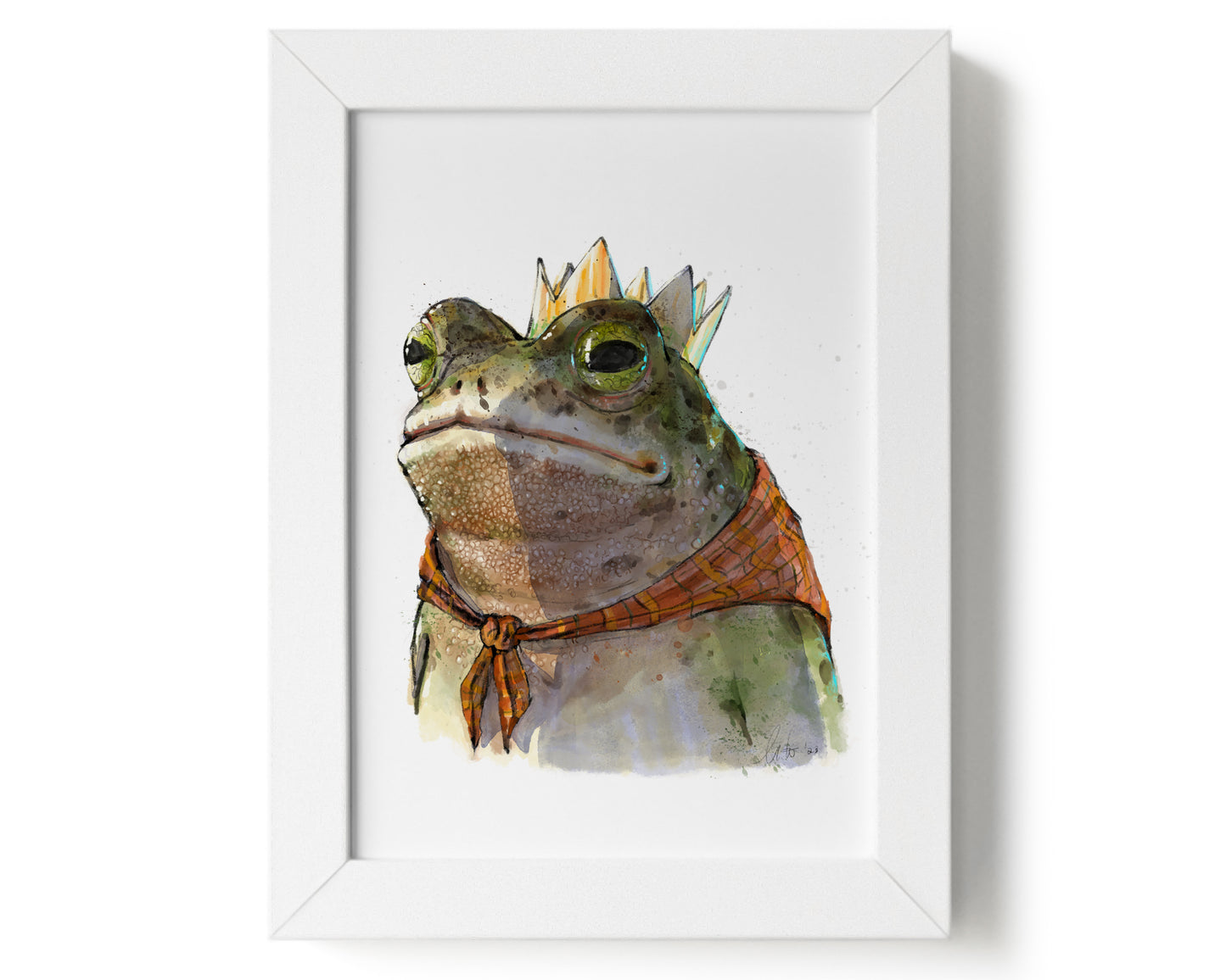 "Monarch of the Marsh" by Catherine Hébert - Toad King Watercolour Giclee Art Print - 5"x7" size
