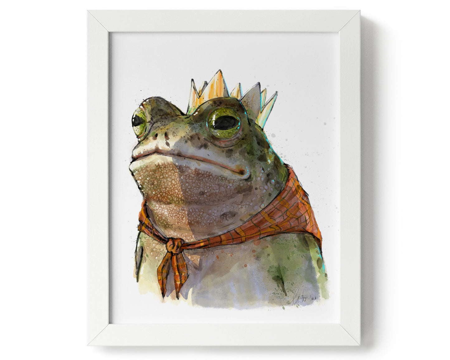 "Monarch of the Marsh" by Catherine Hébert - Toad King Watercolour Giclee Art Print - 8"x10" size