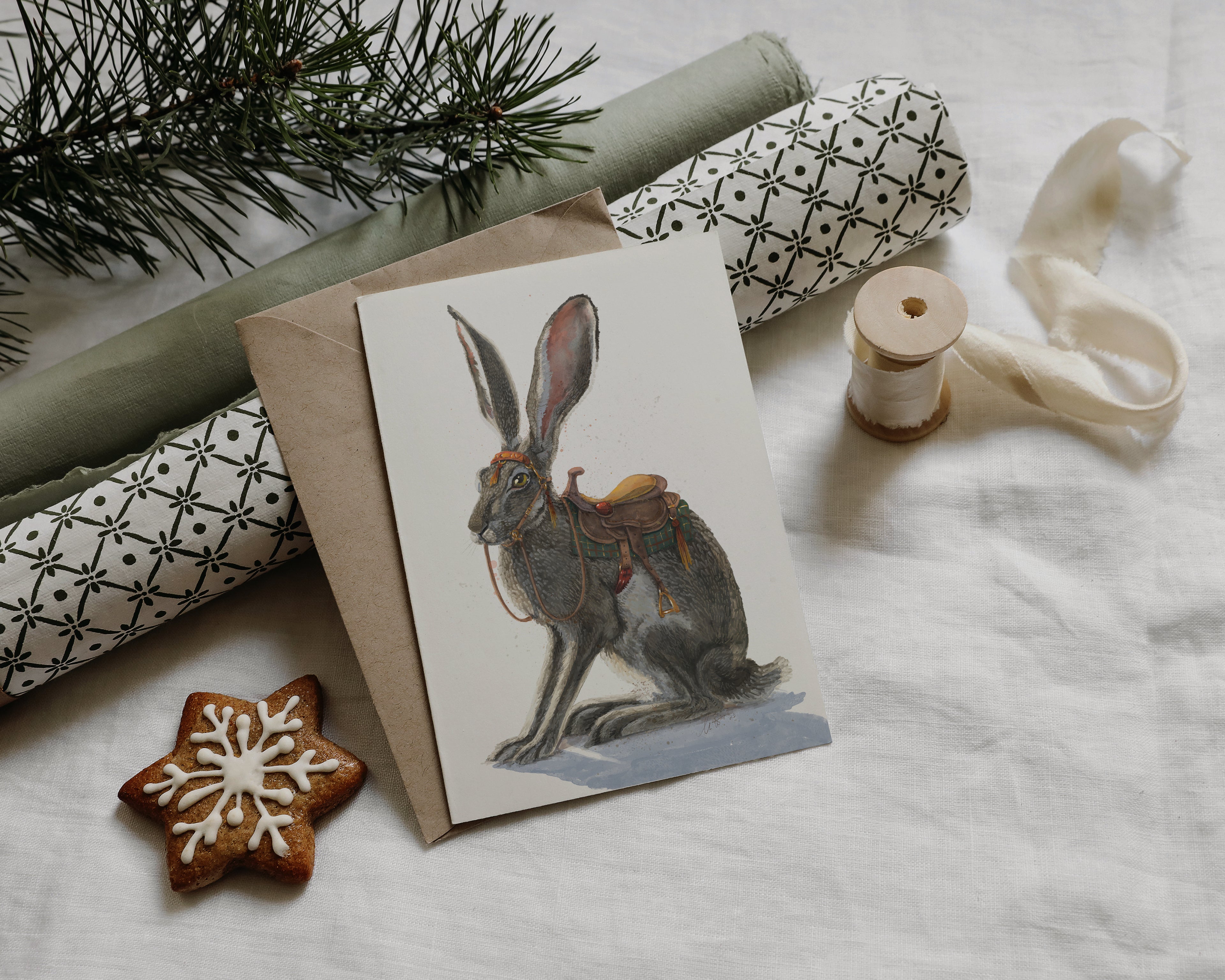 "Gallop of the Hare" by Catherine Hébert - Galloping Hare Watercolor Art Print