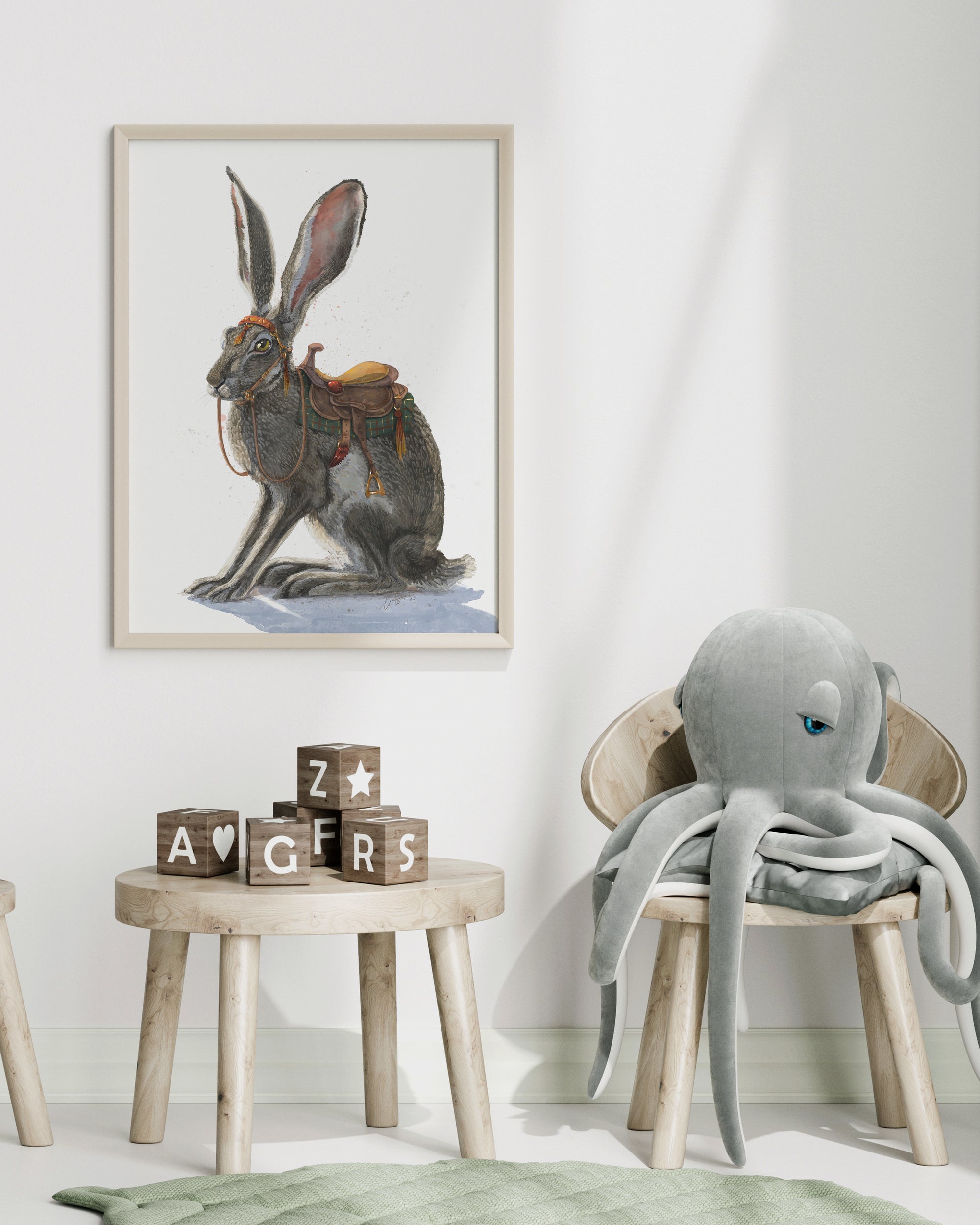 "Gallop of the Hare" by Catherine Hébert - Watercolour Hare Fine Art Print