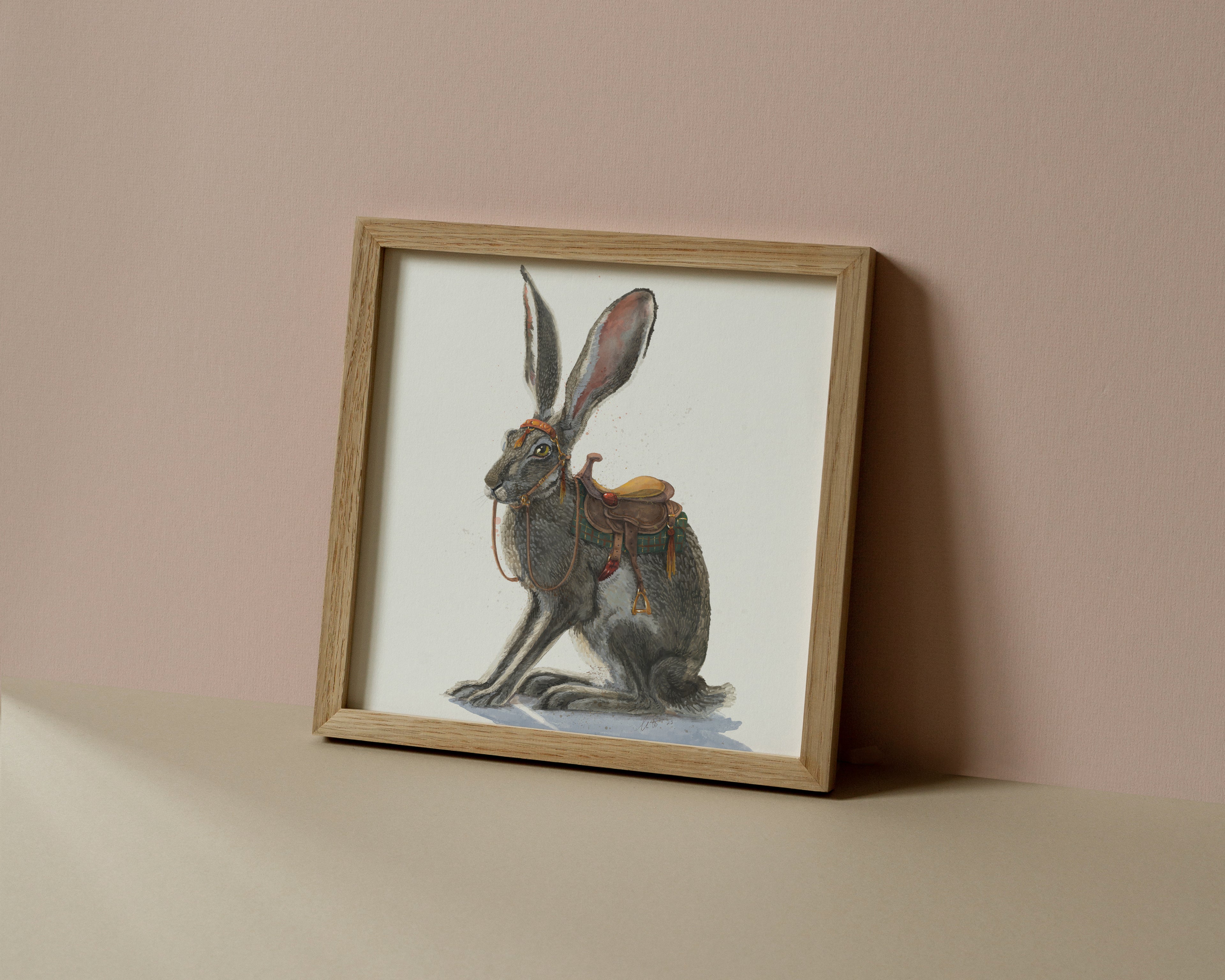 "Gallop of the Hare" by Catherine Hébert - Galloping Hare Watercolor Art Print