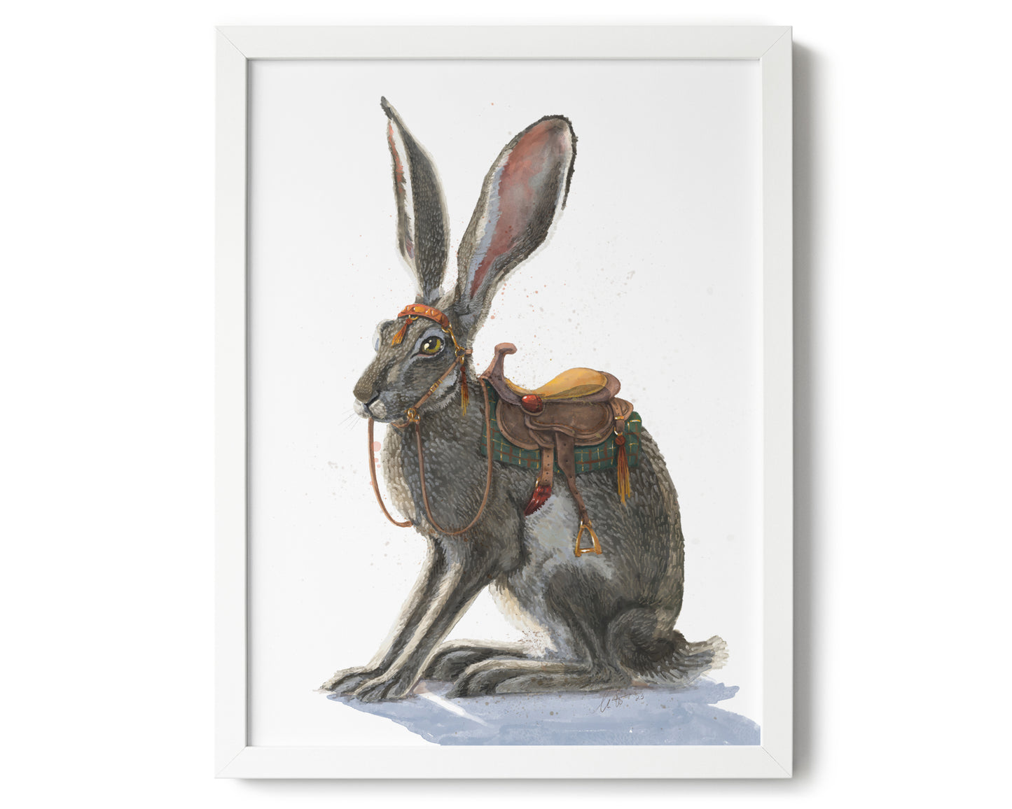 "Gallop of the Hare" by Catherine Hébert - Watercolour Hare Giclee Art Print - 12"x16" size