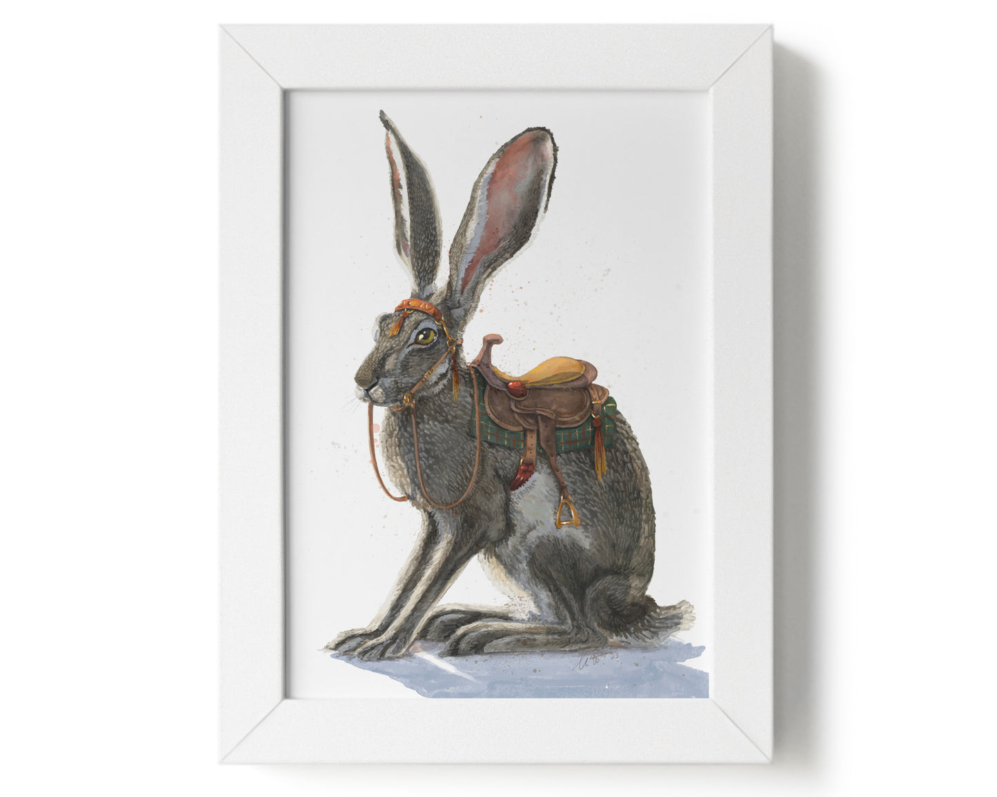 "Gallop of the Hare" by Catherine Hébert - Watercolour Hare Giclee Art Print - 5"x7" size