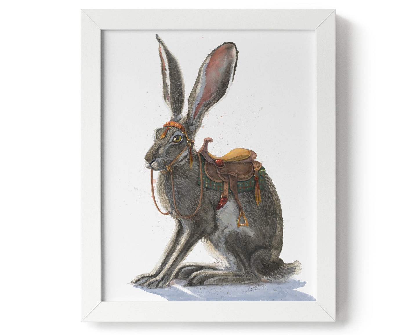 "Gallop of the Hare" by Catherine Hébert - Watercolour Hare Giclee Art Print - 8"x10" size