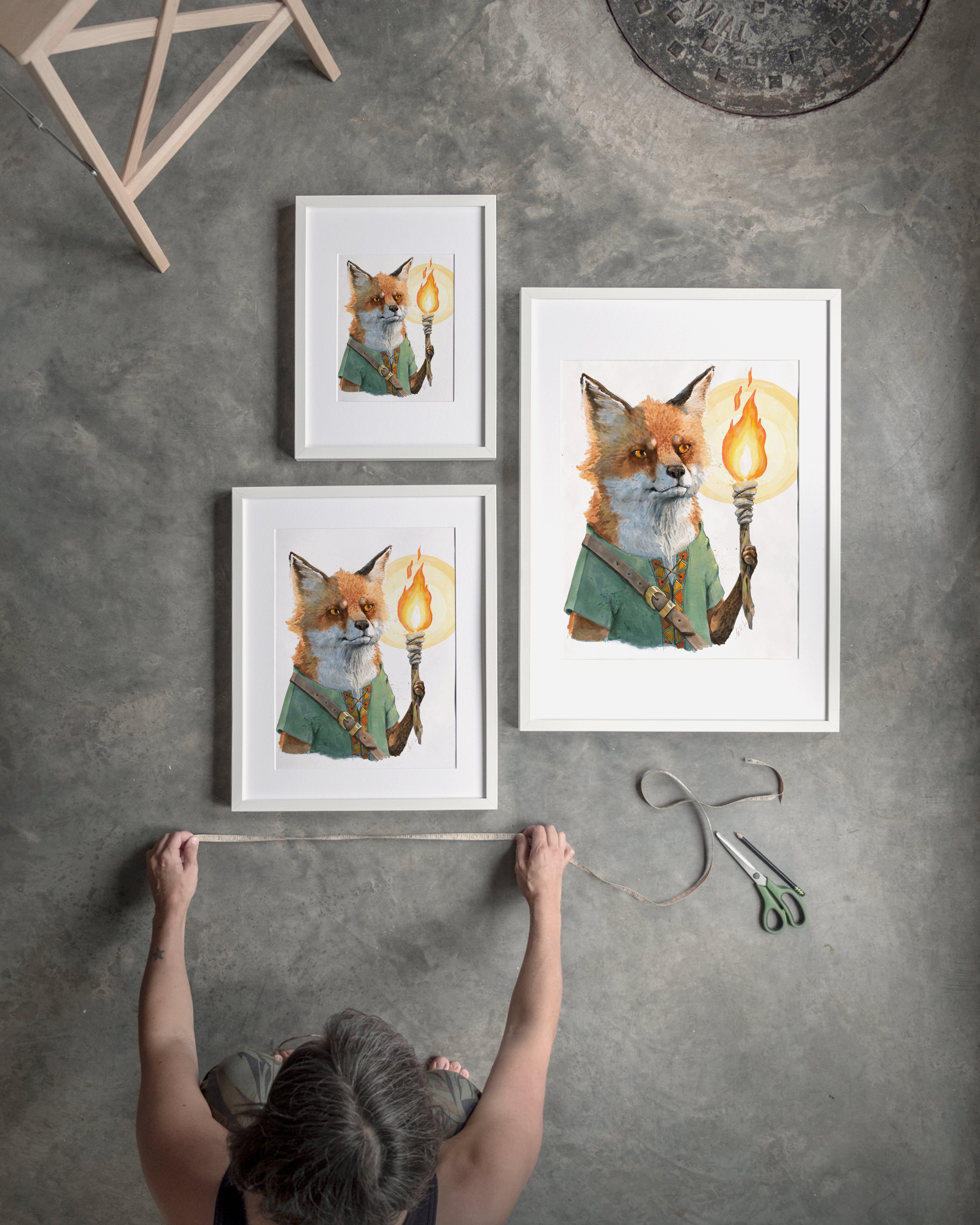 "The Luminous Vulpine" by Catherine Hébert - Fox with Lantern Watercolour Art Print