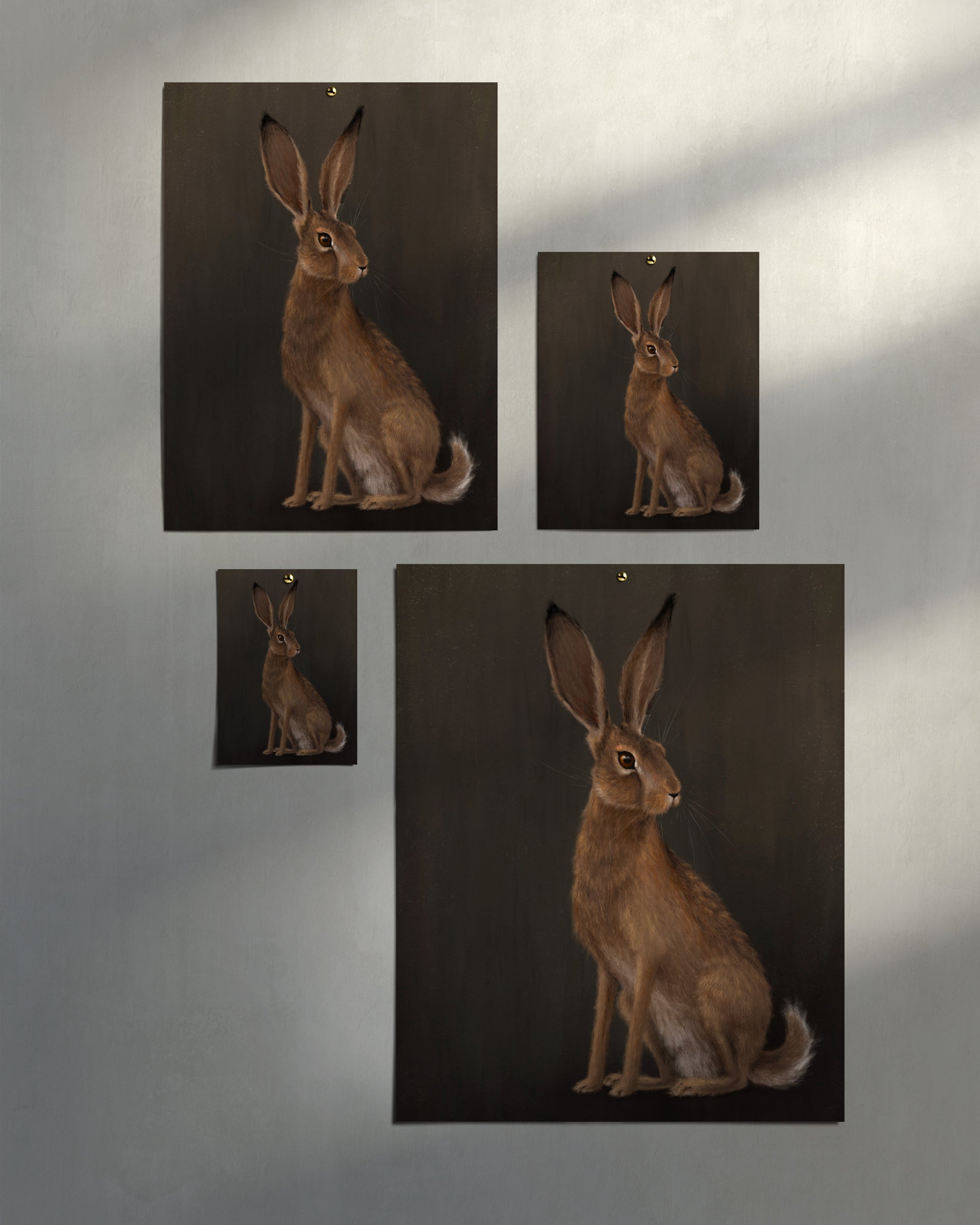 "The Hare - Brown Edition" by Catherine Hébert - Woodland Hare Fine Art Print - Brown Edition