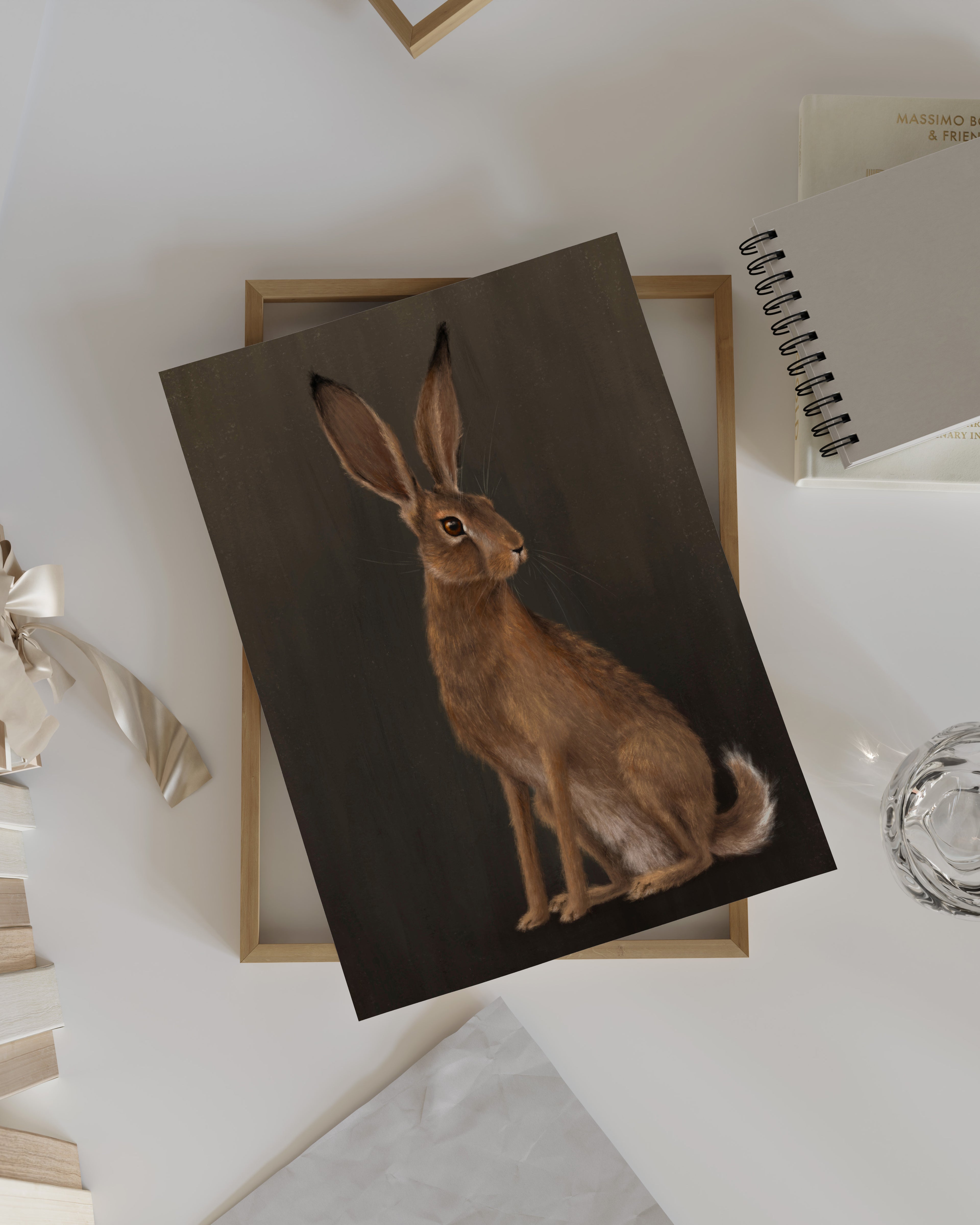 "The Hare - Brown Edition" by Catherine Hébert - Woodland Hare Art Print - Brown Edition