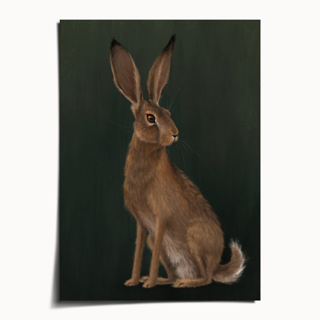 "The Hare" by Catherine Hébert - Woodland Hare Art Print - 5"x7" size