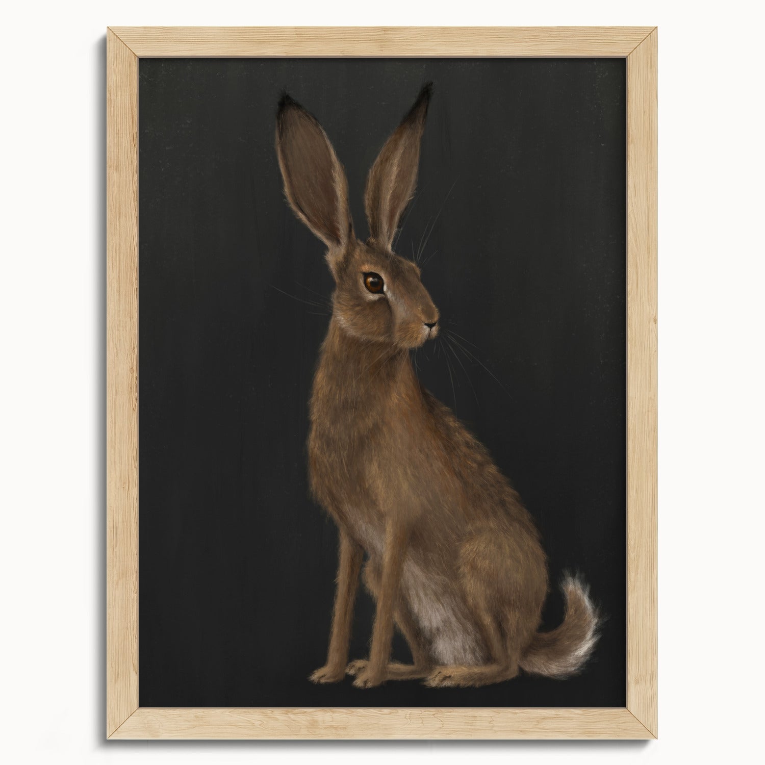"The Hare - Black Edition" by Catherine Hébert - Woodland Hare Fine Art Print - Black Edition - 12"x16" size