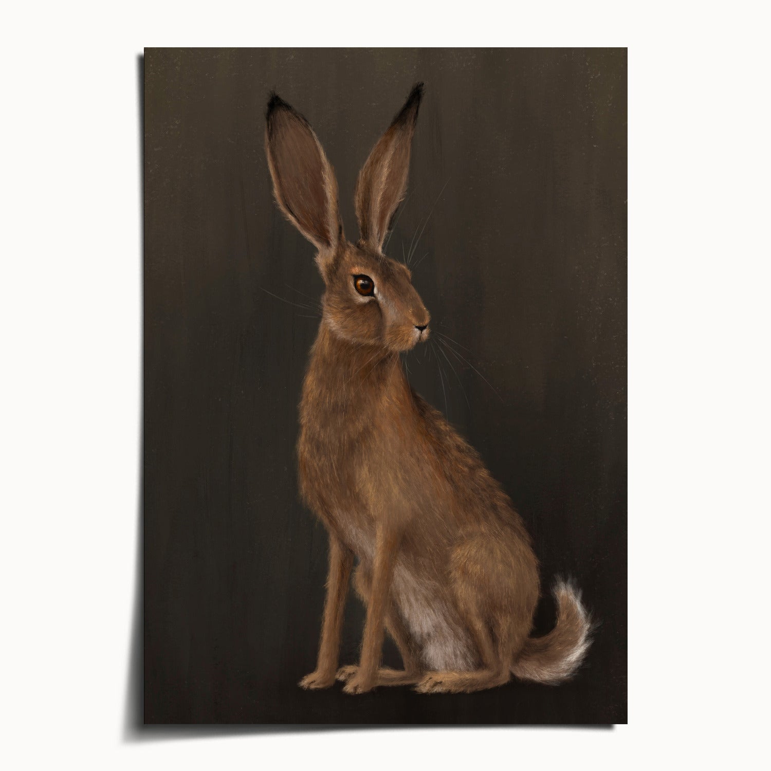 "The Hare - Brown Edition" by Catherine Hébert - Woodland Hare Fine Art Print - Brown Edition - 5"x7" size