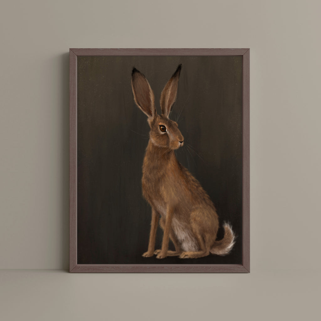 "The Hare - Brown Edition" by Catherine Hébert - Woodland Hare Fine Art Print - Brown Edition