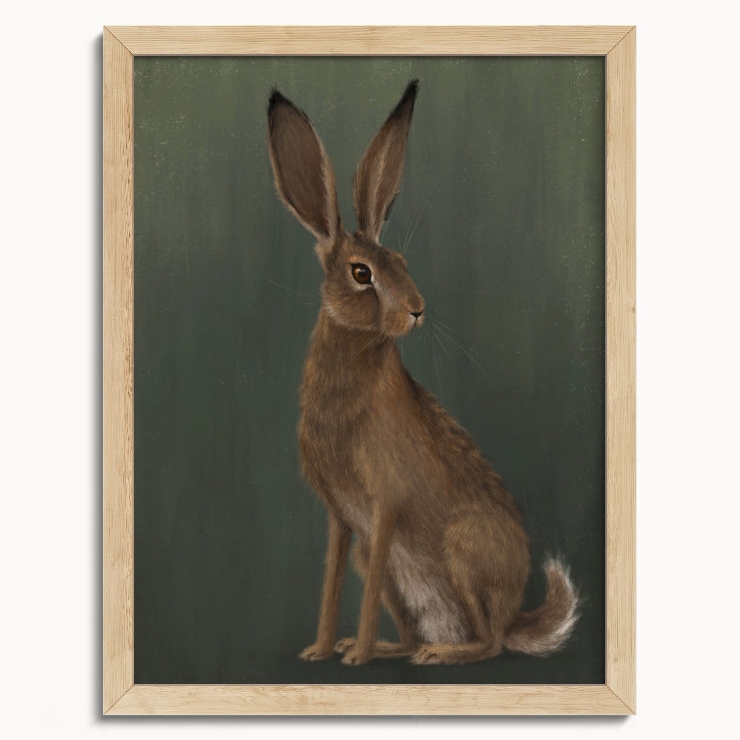 "The Hare - Green Edition" by Catherine Hébert - Woodland Hare Fine Art Print - Light Green Edition - 12"x16" size