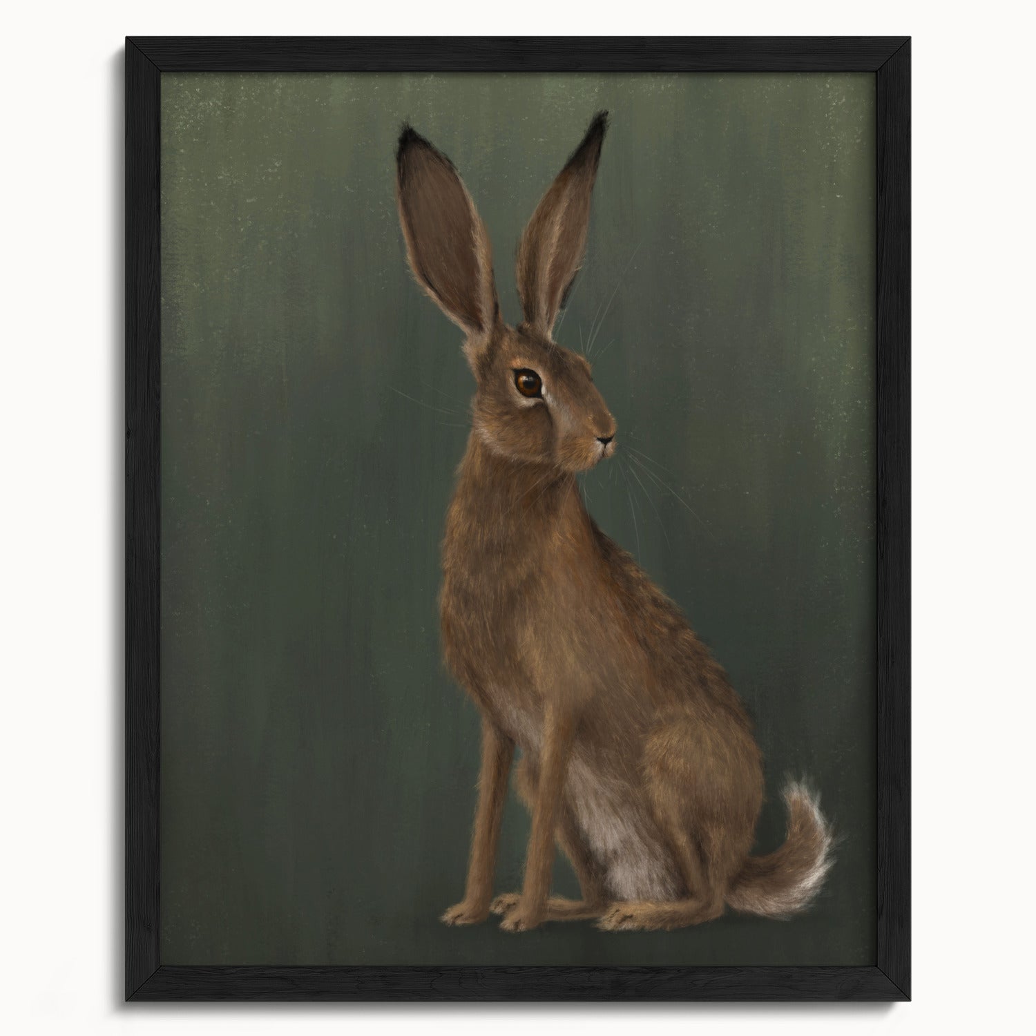 "The Hare - Green Edition" by Catherine Hébert - Woodland Hare Fine Art Print - Light Green Edition - 16"x20" size