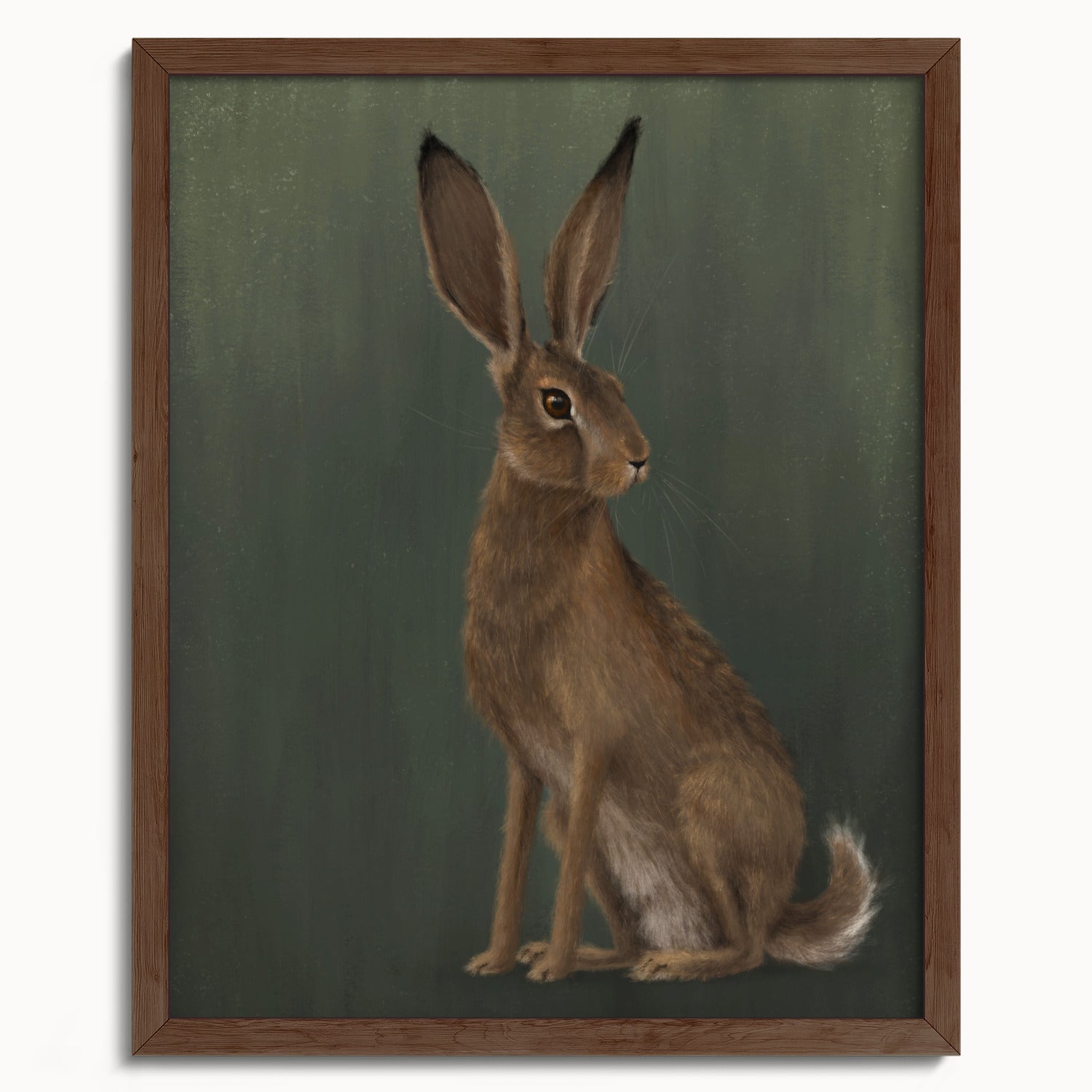"The Hare - Green Edition" by Catherine Hébert - Woodland Hare Fine Art Print - Light Green Edition - 16"x20" size