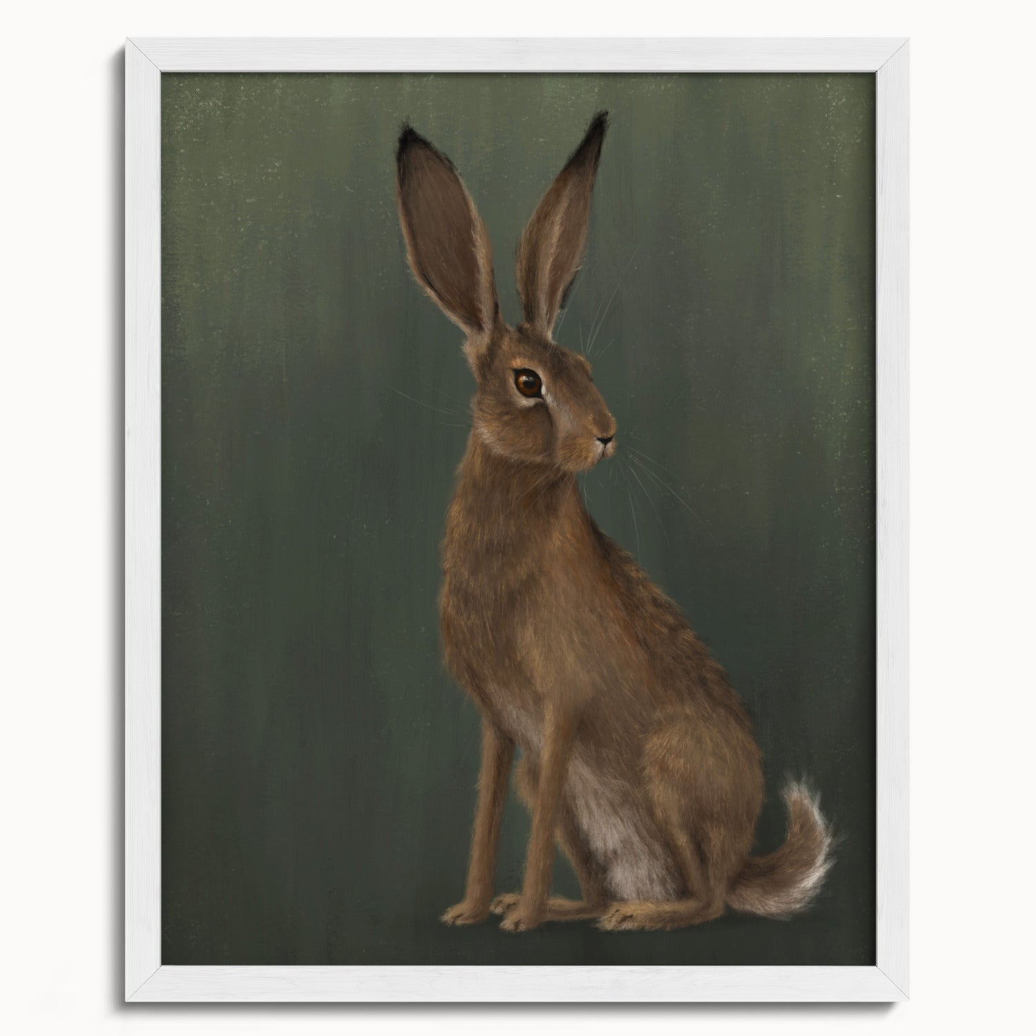 "The Hare - Green Edition" by Catherine Hébert - Woodland Hare Fine Art Print - Light Green Edition - 16"x20" size