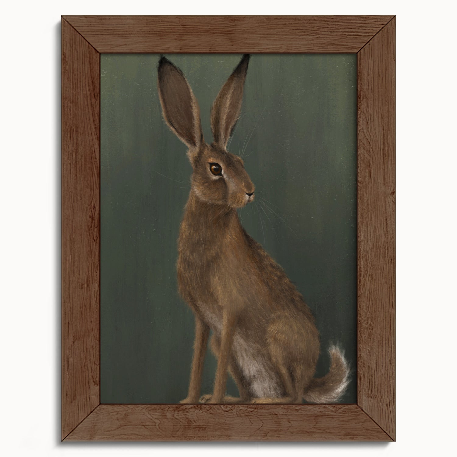 "The Hare - Green Edition" by Catherine Hébert - Woodland Hare Fine Art Print - Light Green Edition - 5"x7" size