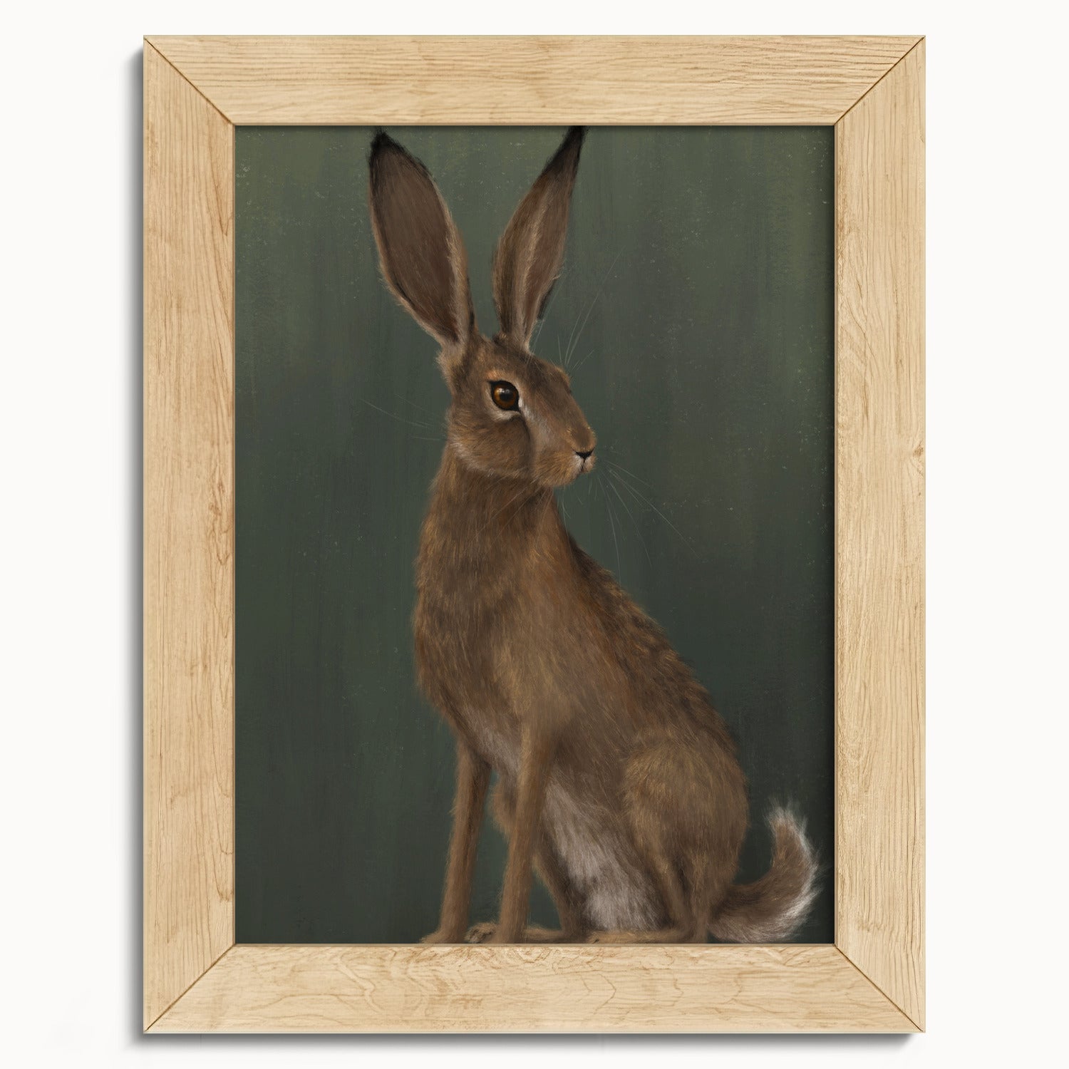 "The Hare - Green Edition" by Catherine Hébert - Woodland Hare Fine Art Print - Light Green Edition - 5"x7" size
