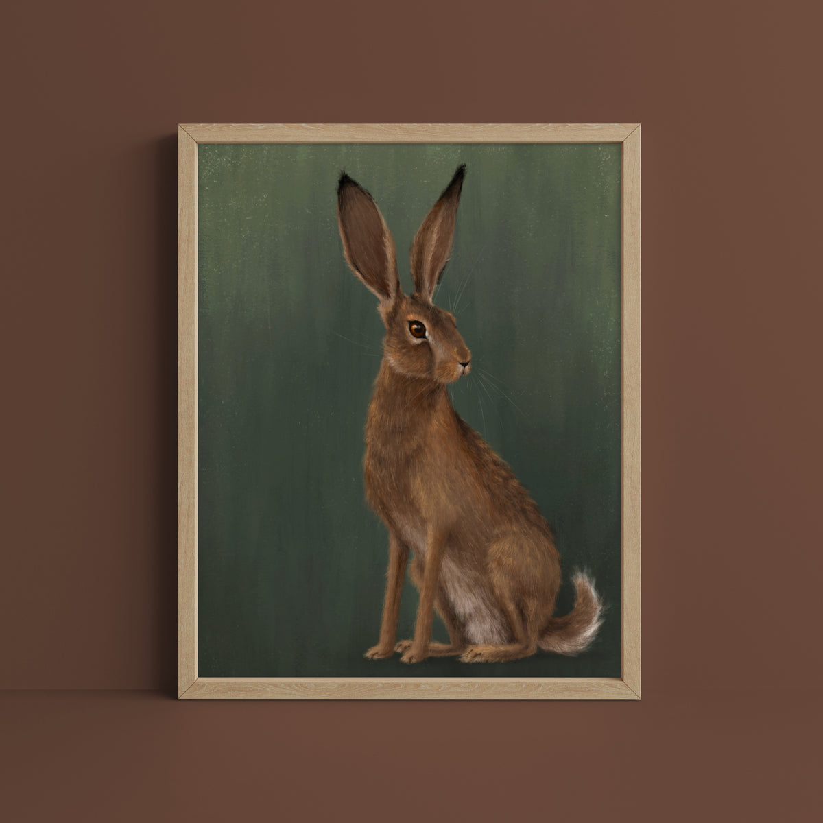 "The Hare - Green Edition" by Catherine Hébert - Woodland Hare Fine Art Print - Light Green Edition