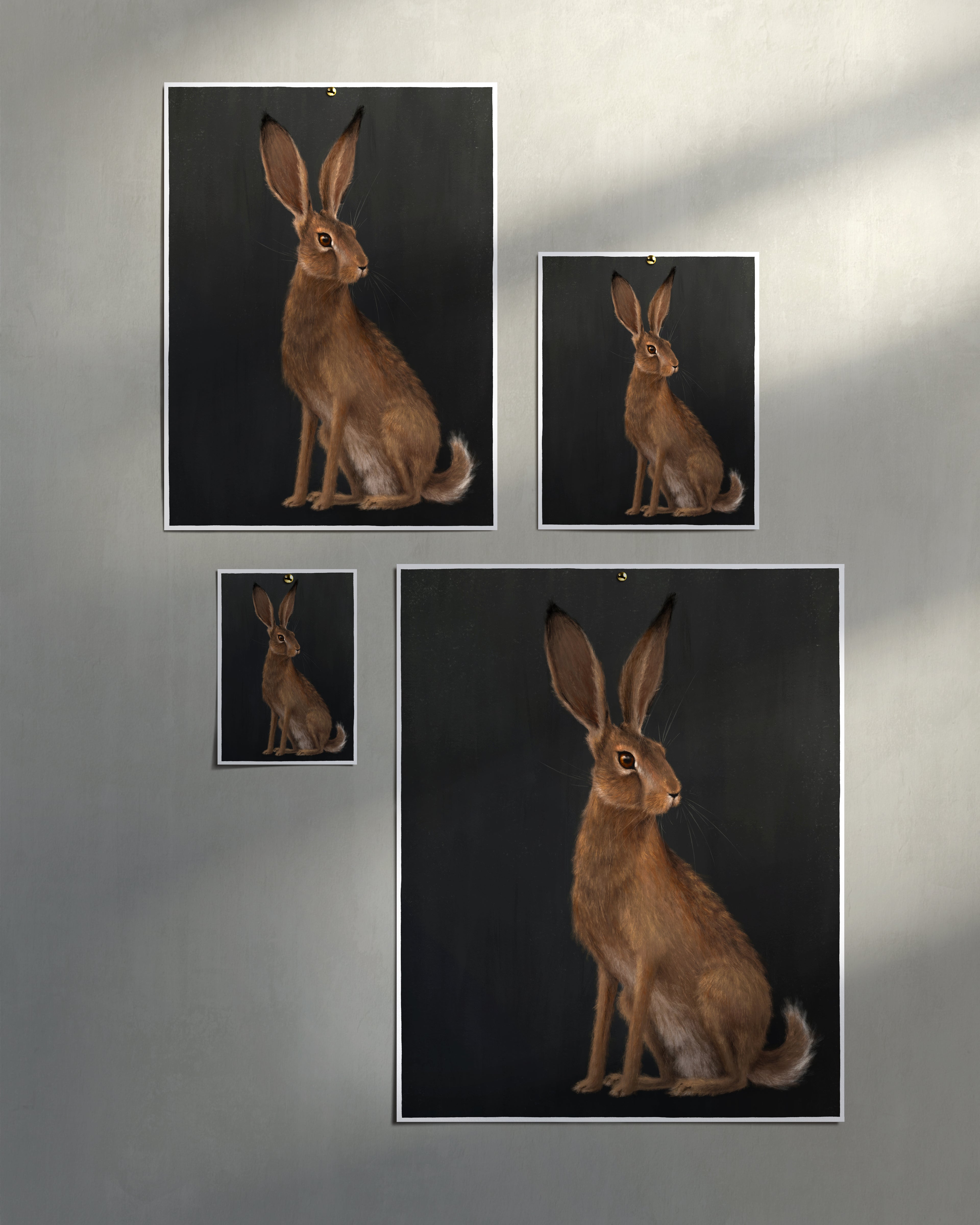 "The Hare - Black Edition" by Catherine Hébert - Woodland Hare Art Print - Black Edition