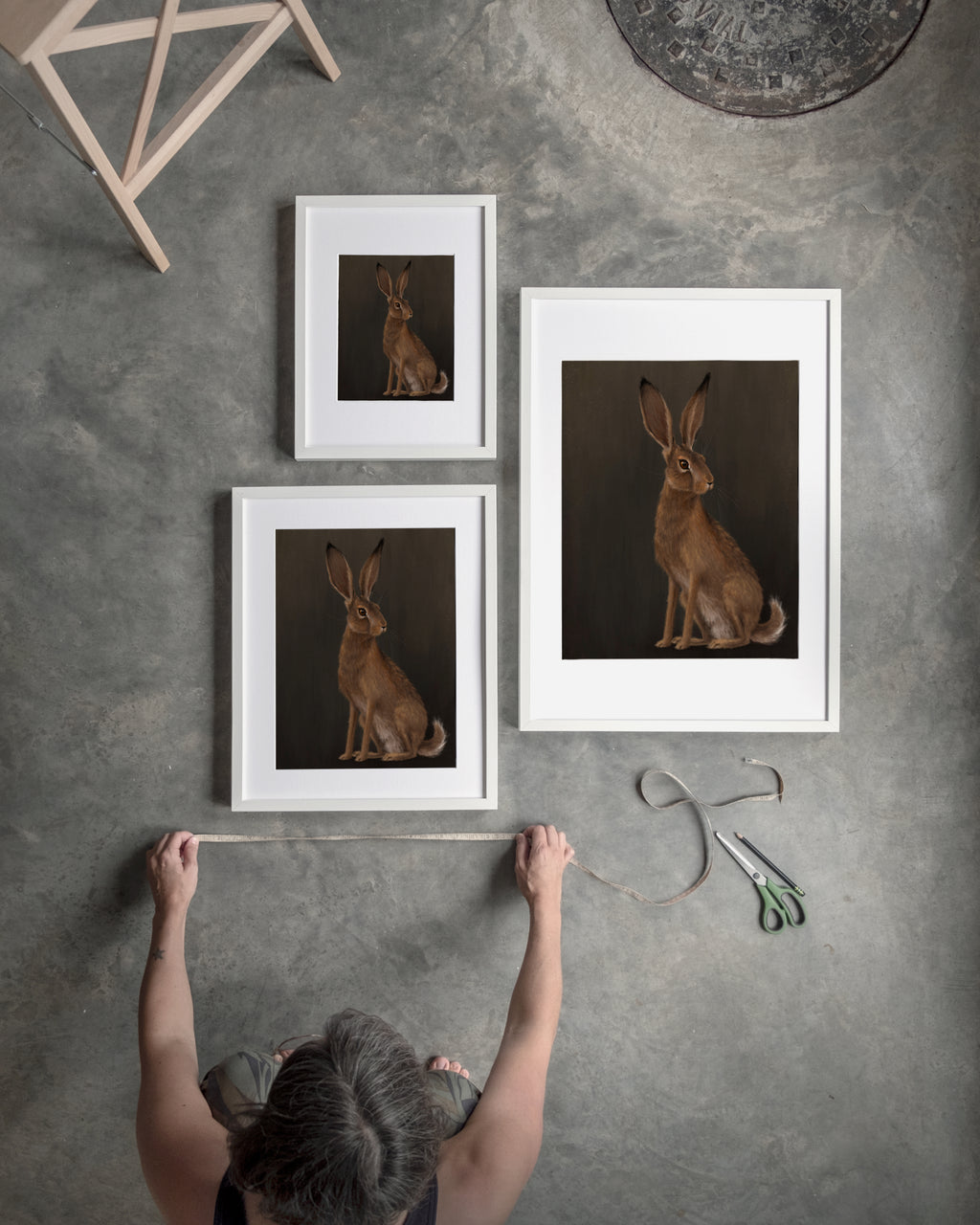 "The Hare - Brown Edition" by Catherine Hébert - Woodland Hare Fine Art Print - Brown Edition