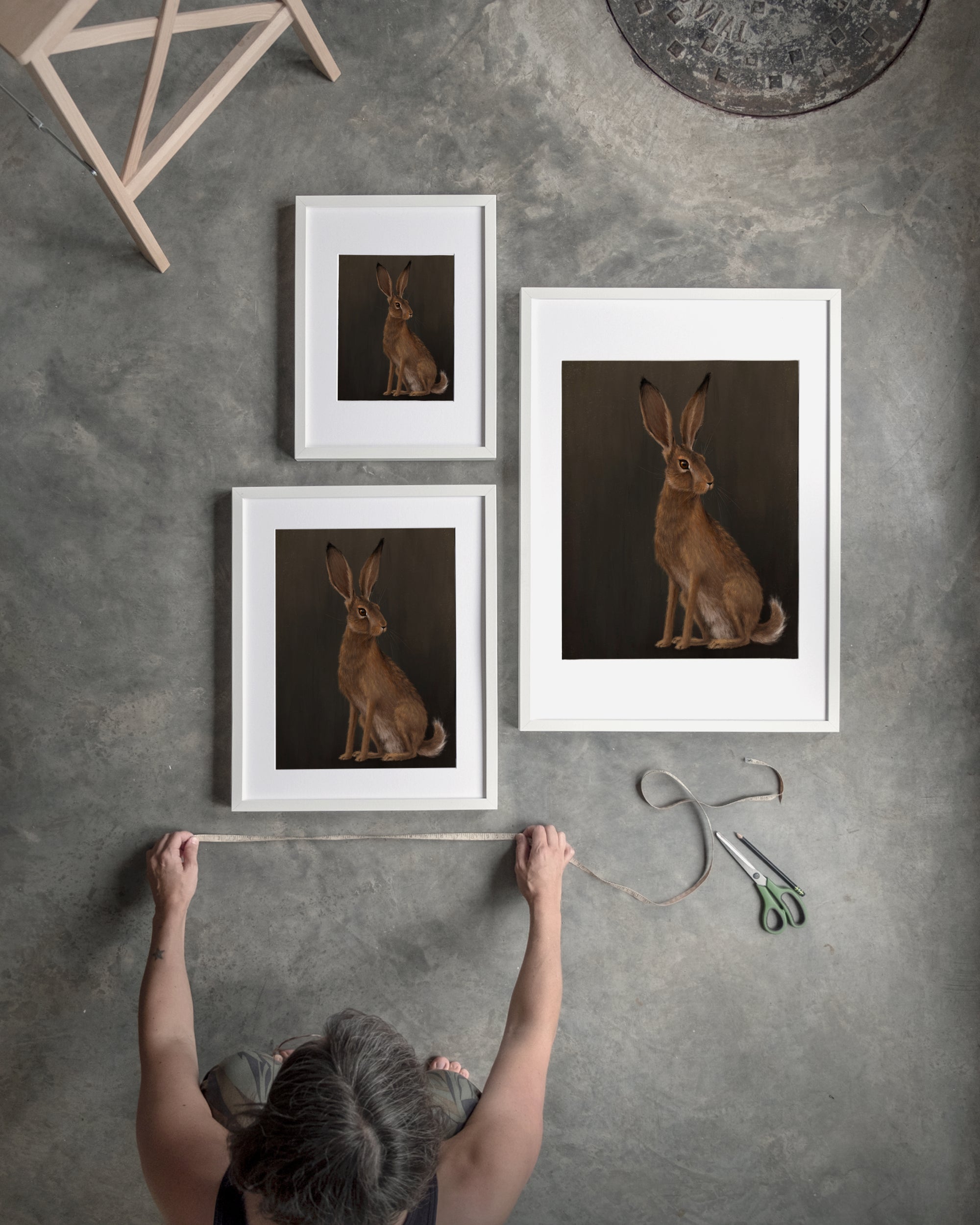 "The Hare - Brown Edition" by Catherine Hébert - Woodland Hare Fine Art Print - Brown Edition