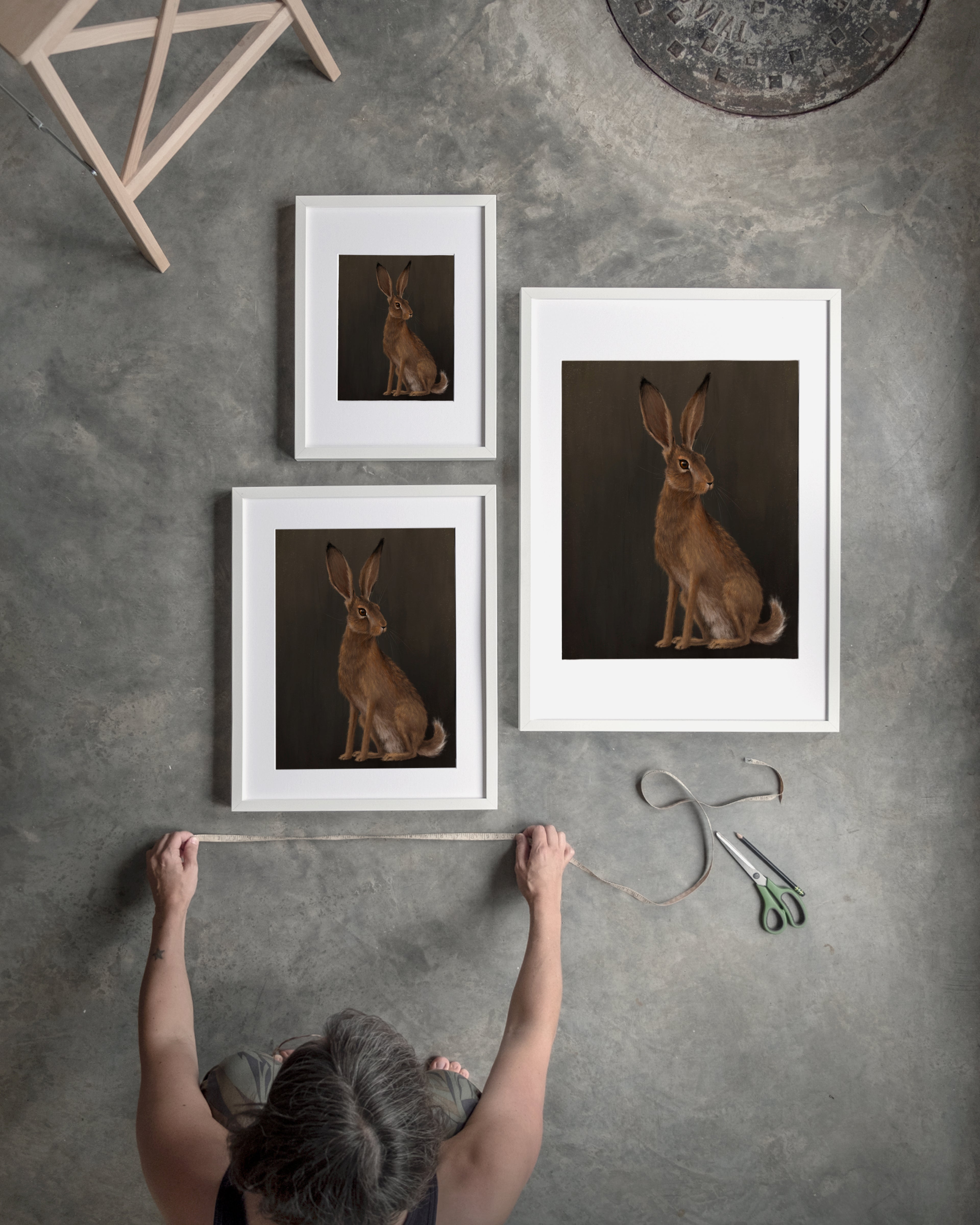 "The Hare - Brown Edition" by Catherine Hébert - Woodland Hare Art Print - Brown Edition