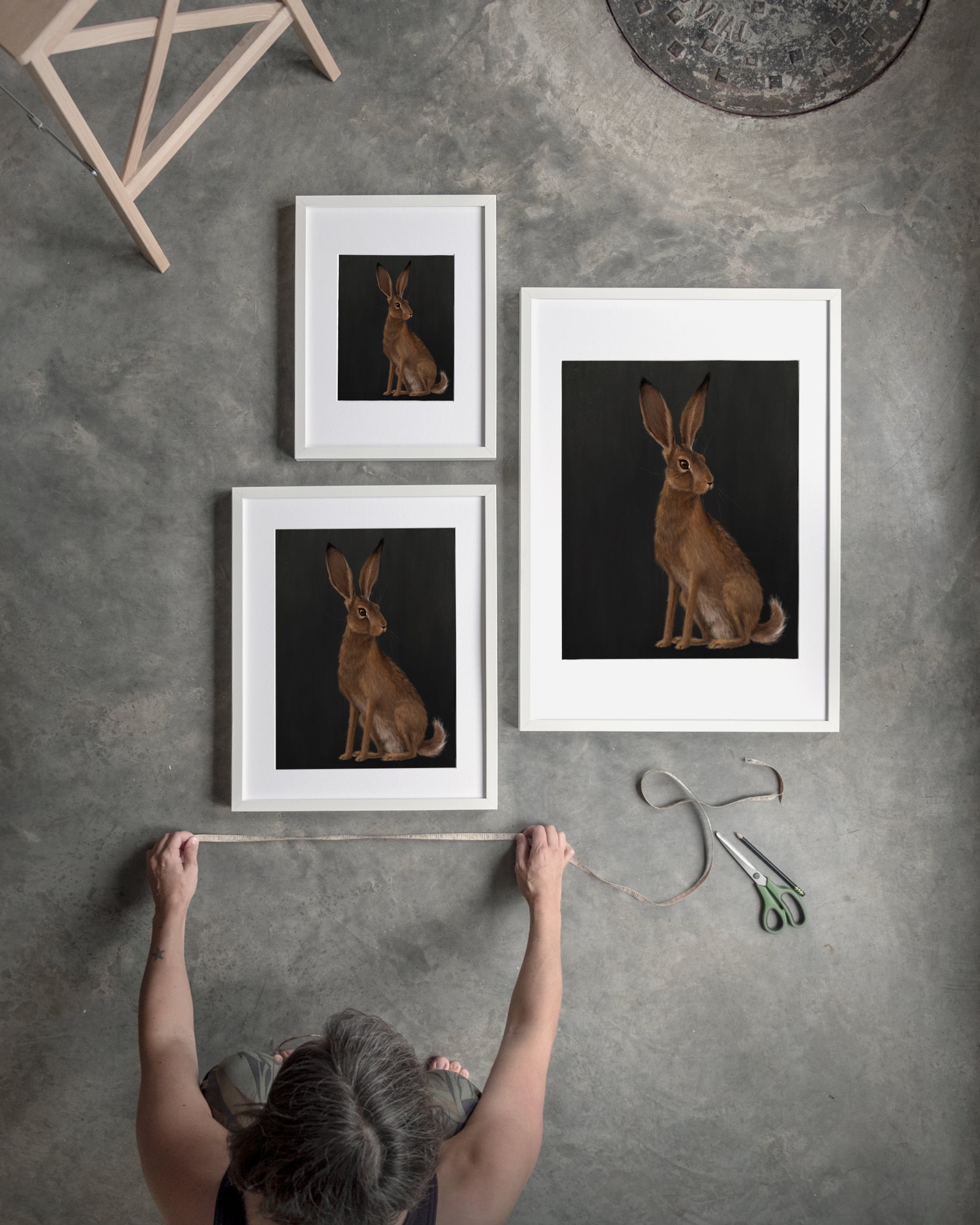 "The Hare - Black Edition" by Catherine Hébert - Woodland Hare Fine Art Print - Black Edition