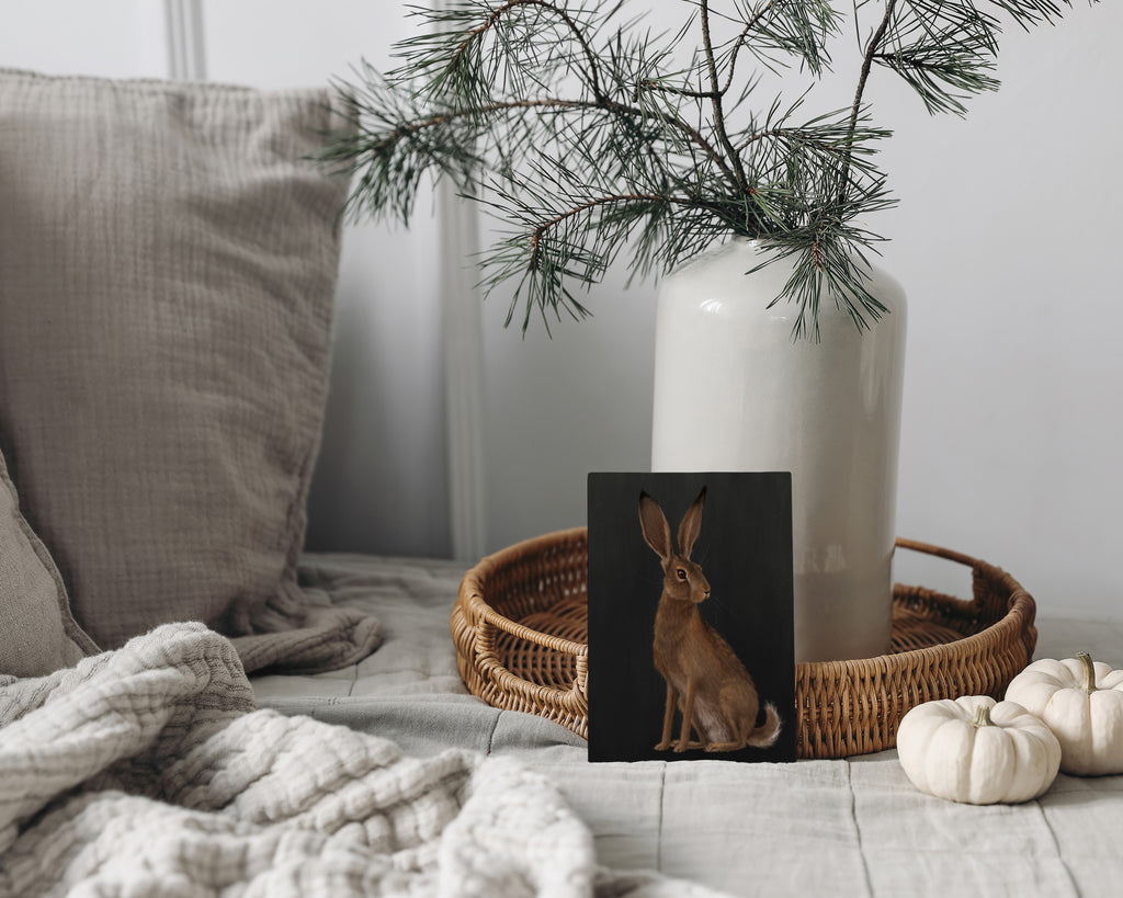 "The Hare - Black Edition" by Catherine Hébert - Woodland Hare Fine Art Print - Black Edition