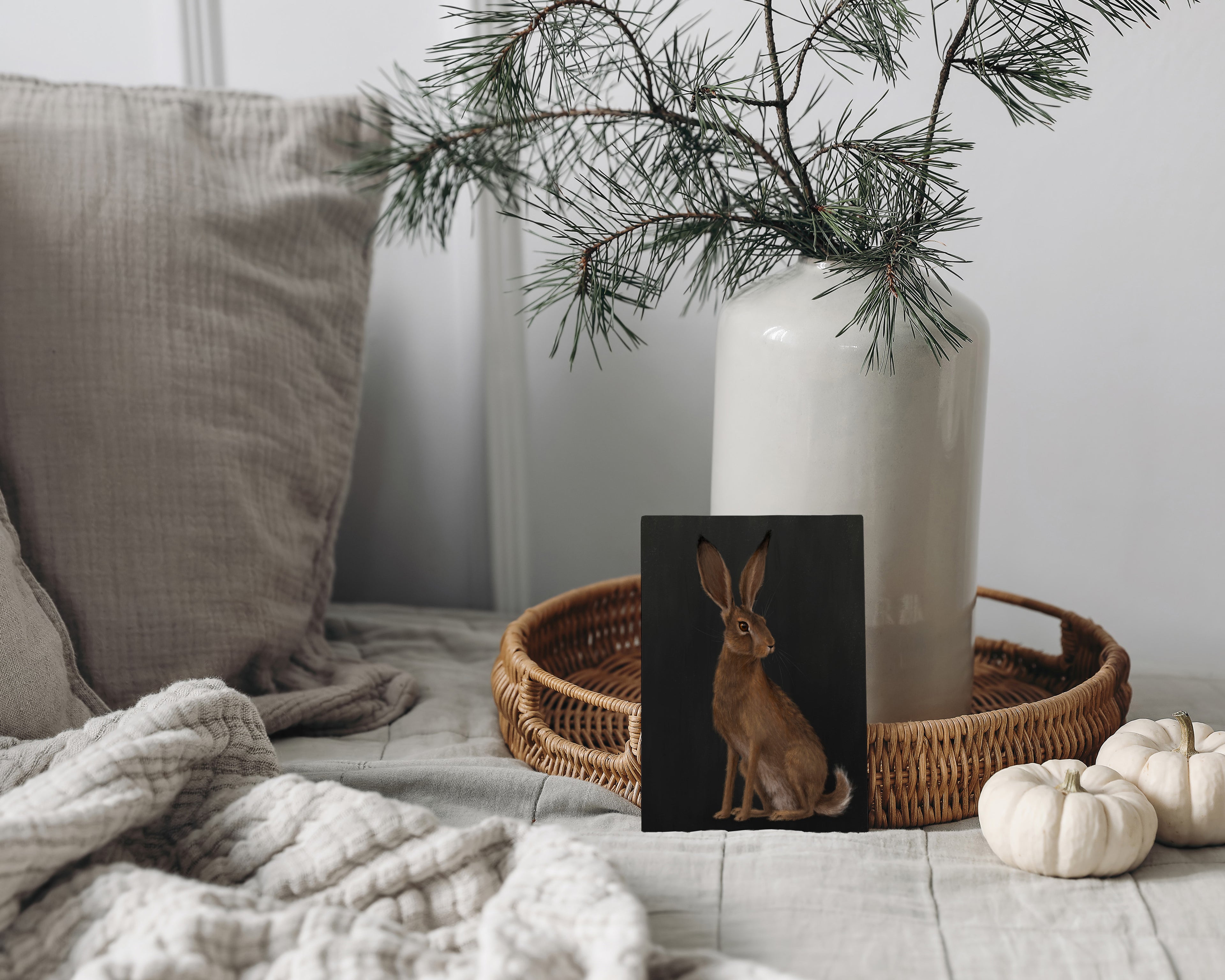 "The Hare - Black Edition" by Catherine Hébert - Woodland Hare Art Print - Black Edition