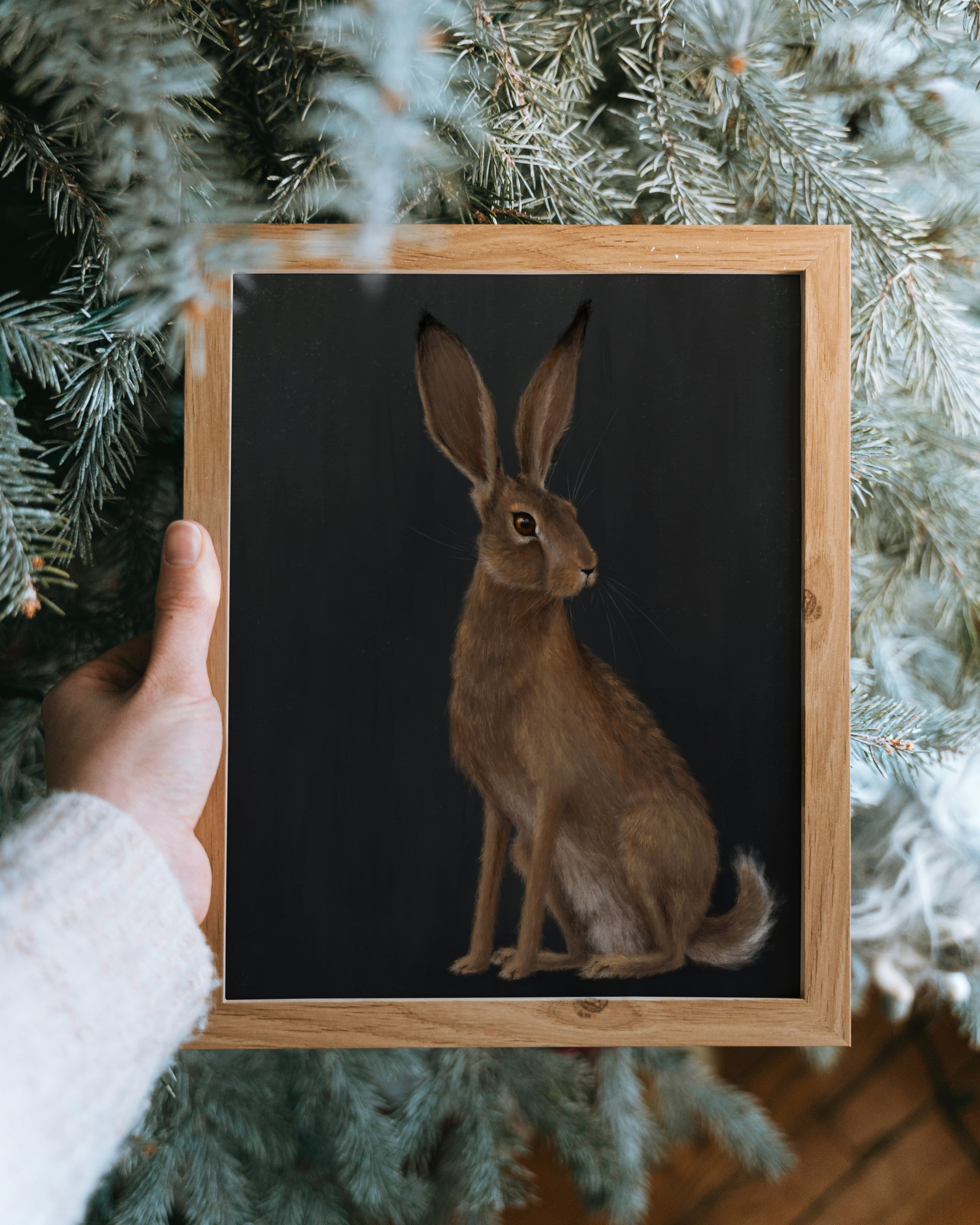 "The Hare - Black Edition" by Catherine Hébert - Woodland Hare Art Print - Black Edition