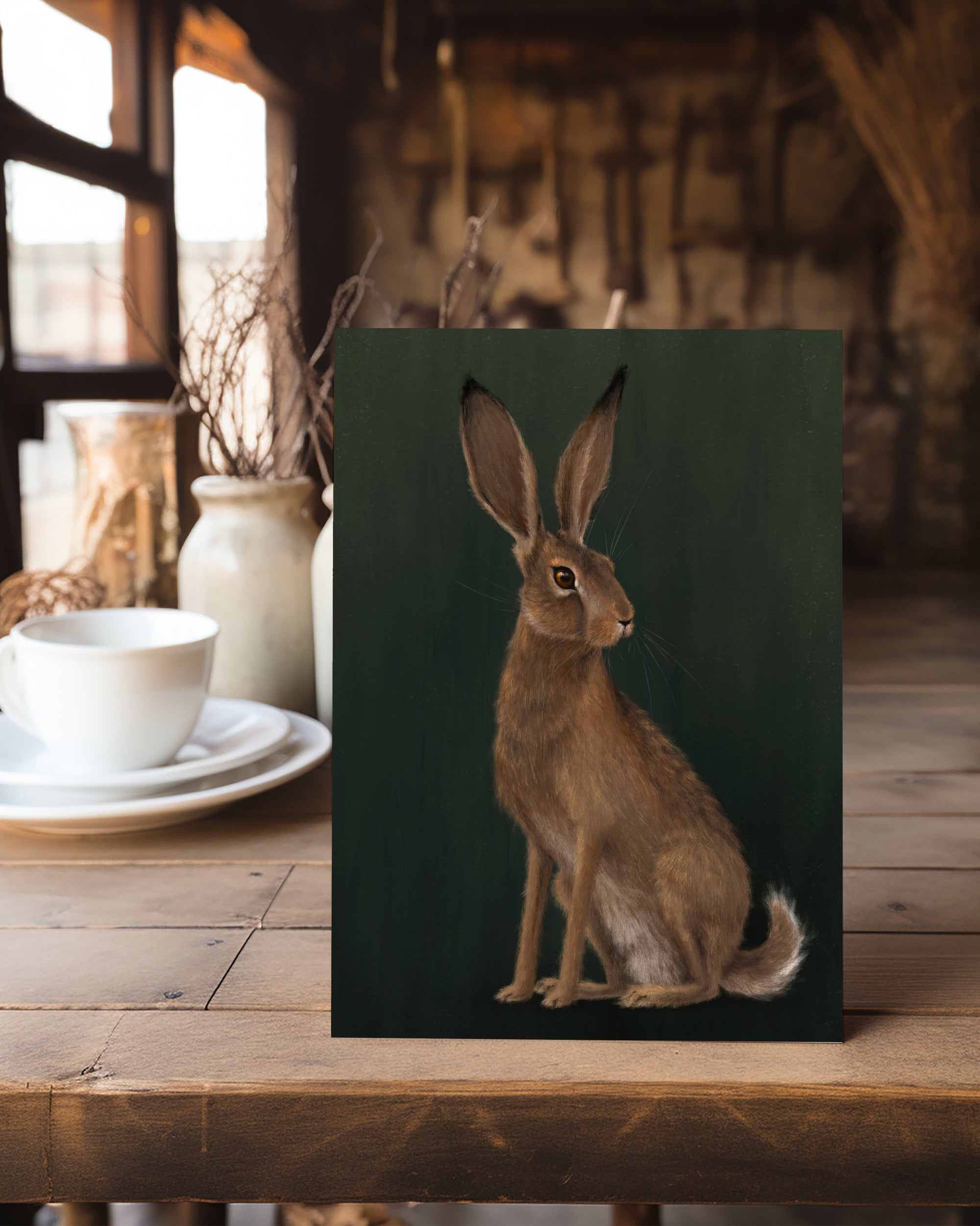 "The Hare" by Catherine Hébert - Woodland Hare Fine Art Print