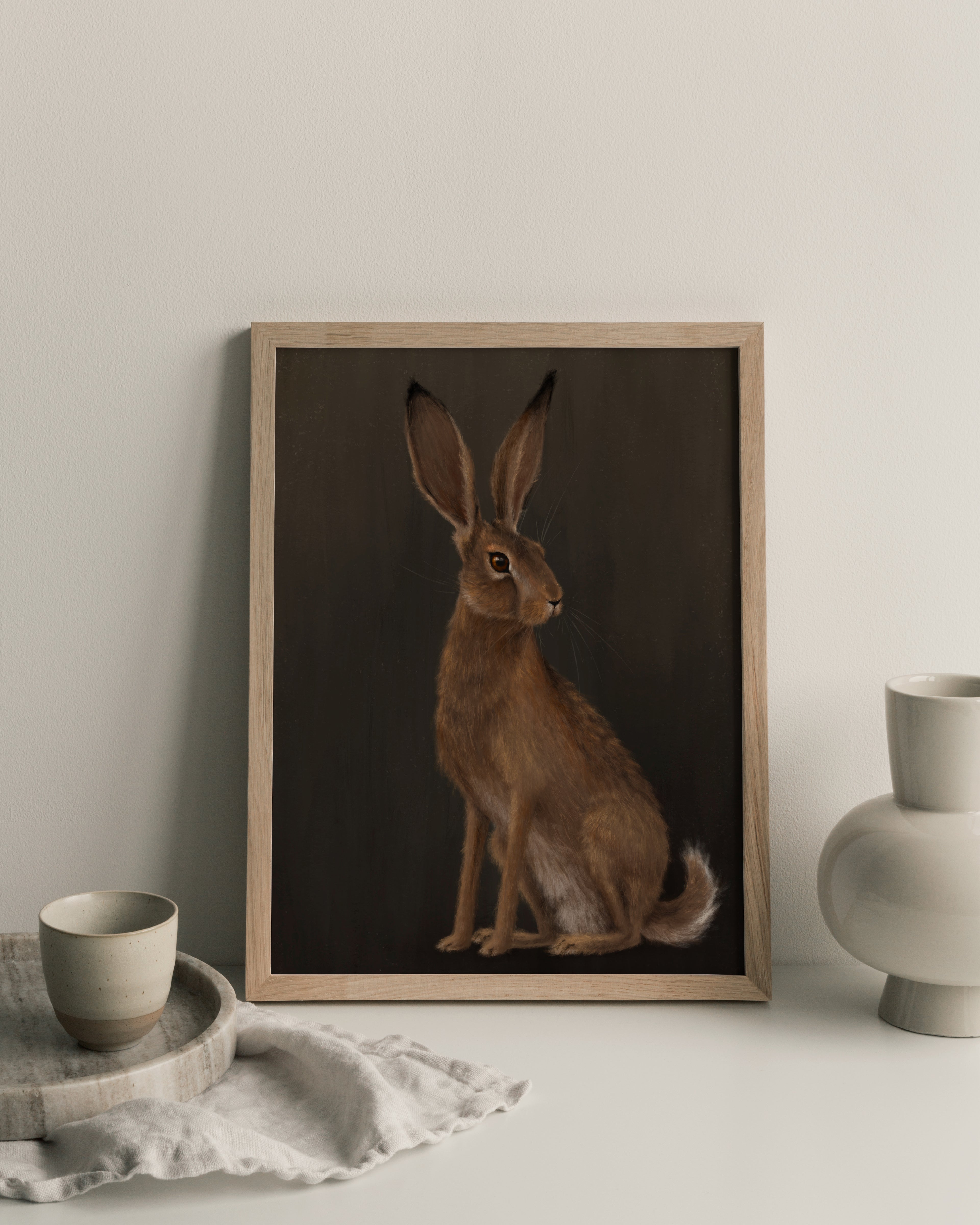 "The Hare - Brown Edition" by Catherine Hébert - Woodland Hare Art Print - Brown Edition