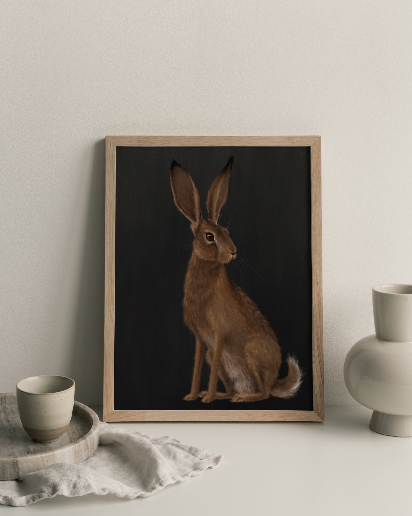 "The Hare - Black Edition" by Catherine Hébert - Woodland Hare Giclée Art Print - Black Edition