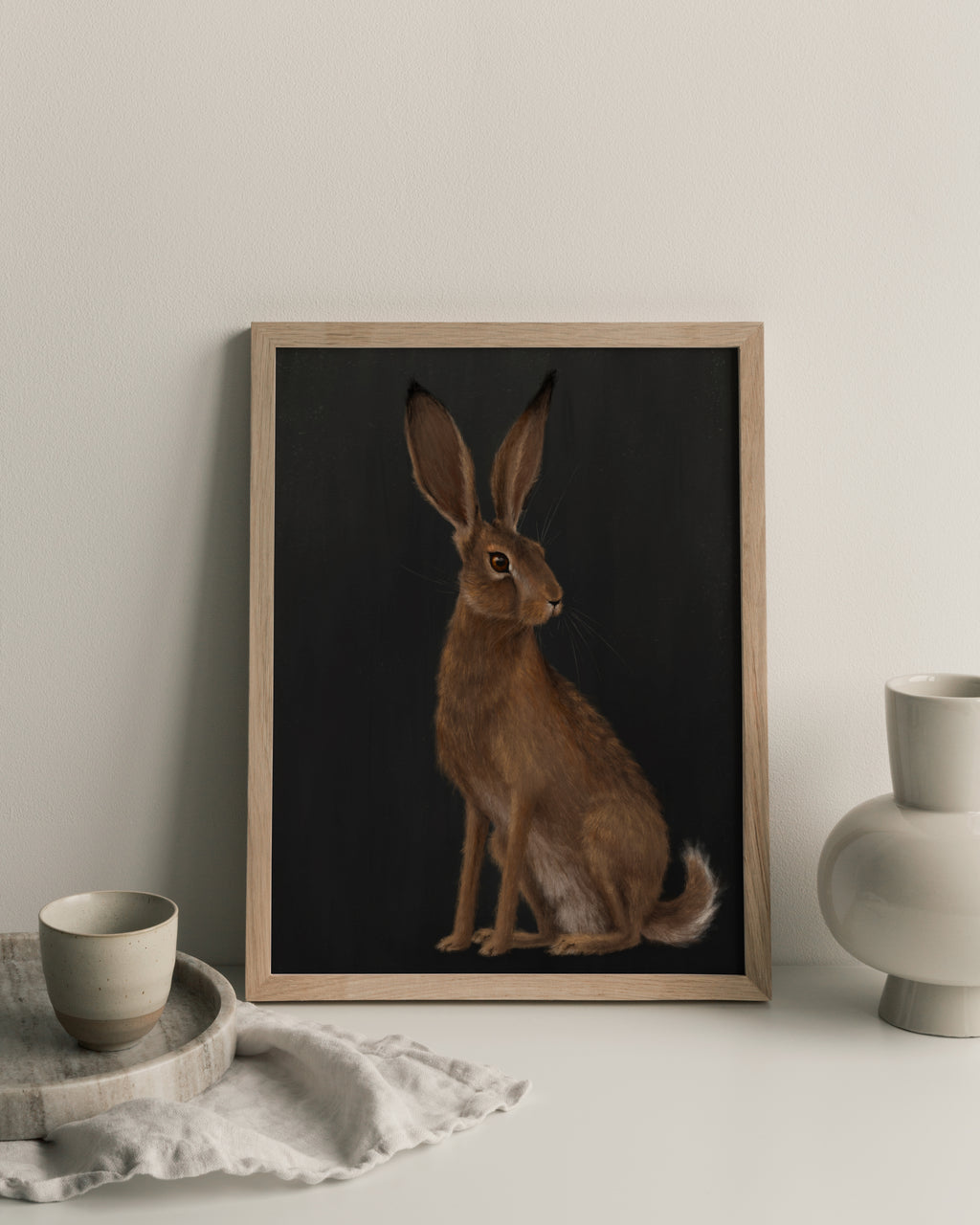 "The Hare - Black Edition" by Catherine Hébert - Woodland Hare Fine Art Print - Black Edition