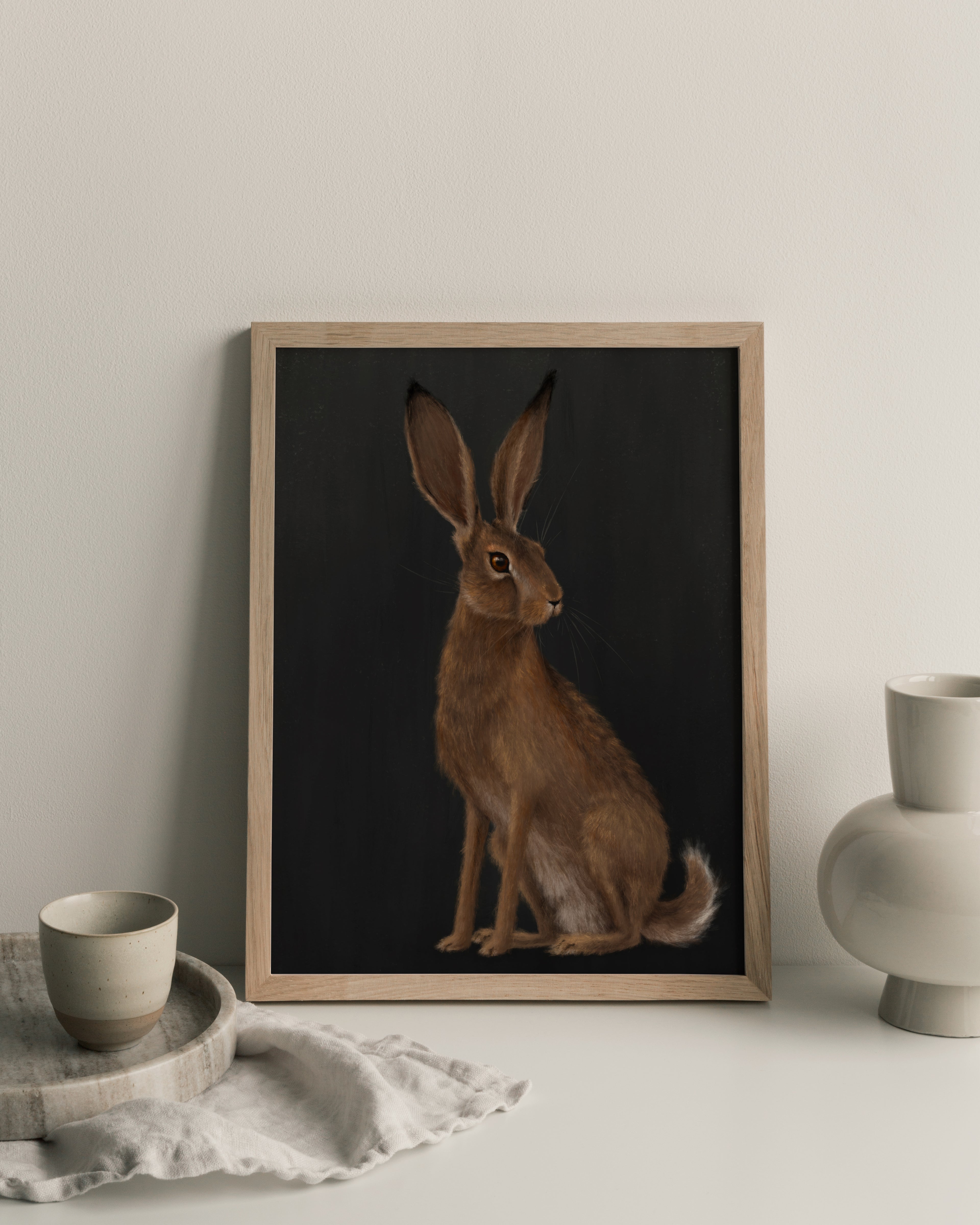 "The Hare - Black Edition" by Catherine Hébert - Woodland Hare Art Print - Black Edition