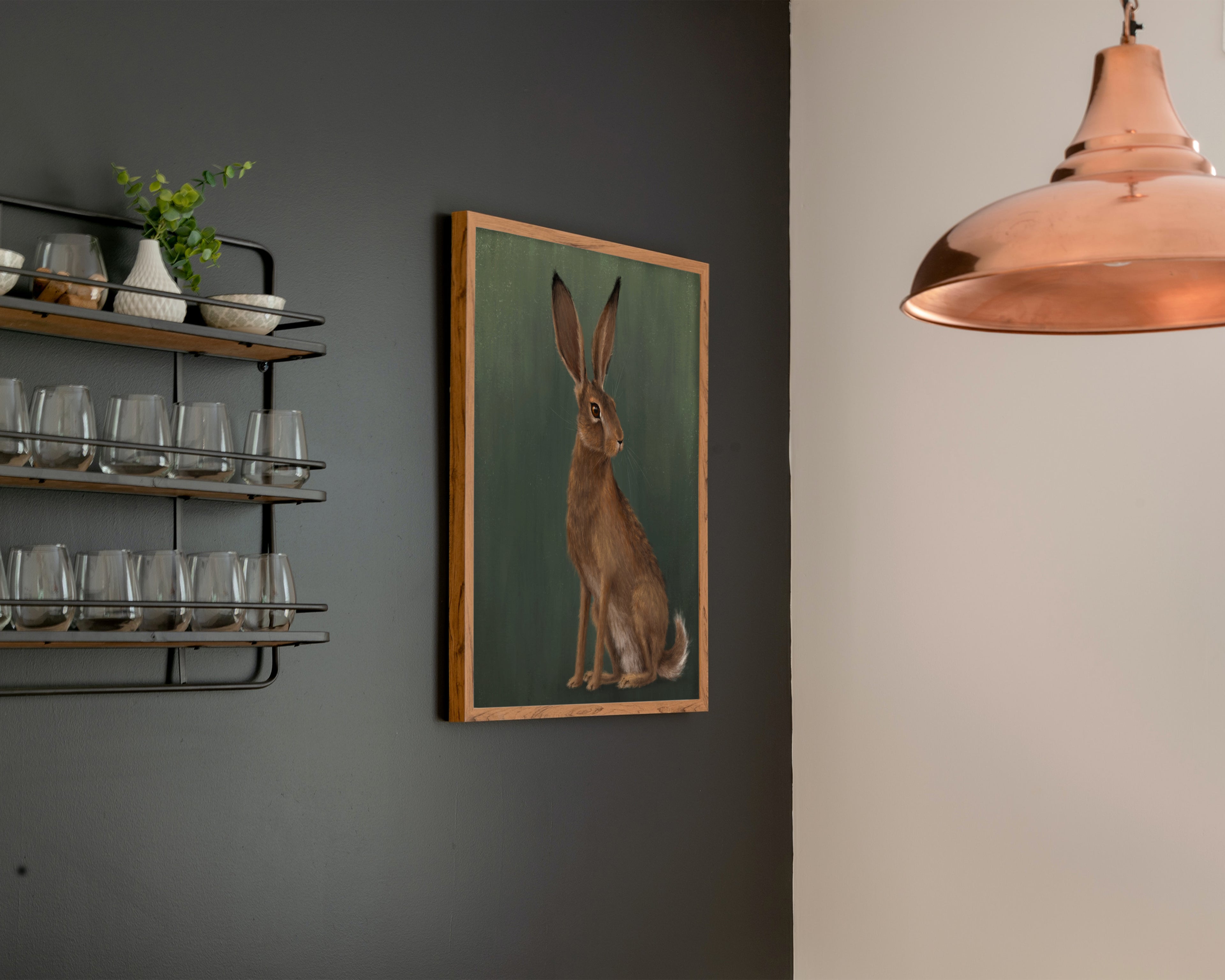 "The Hare - Green Edition" by Catherine Hébert - Woodland Hare Art Print - Light Green Edition