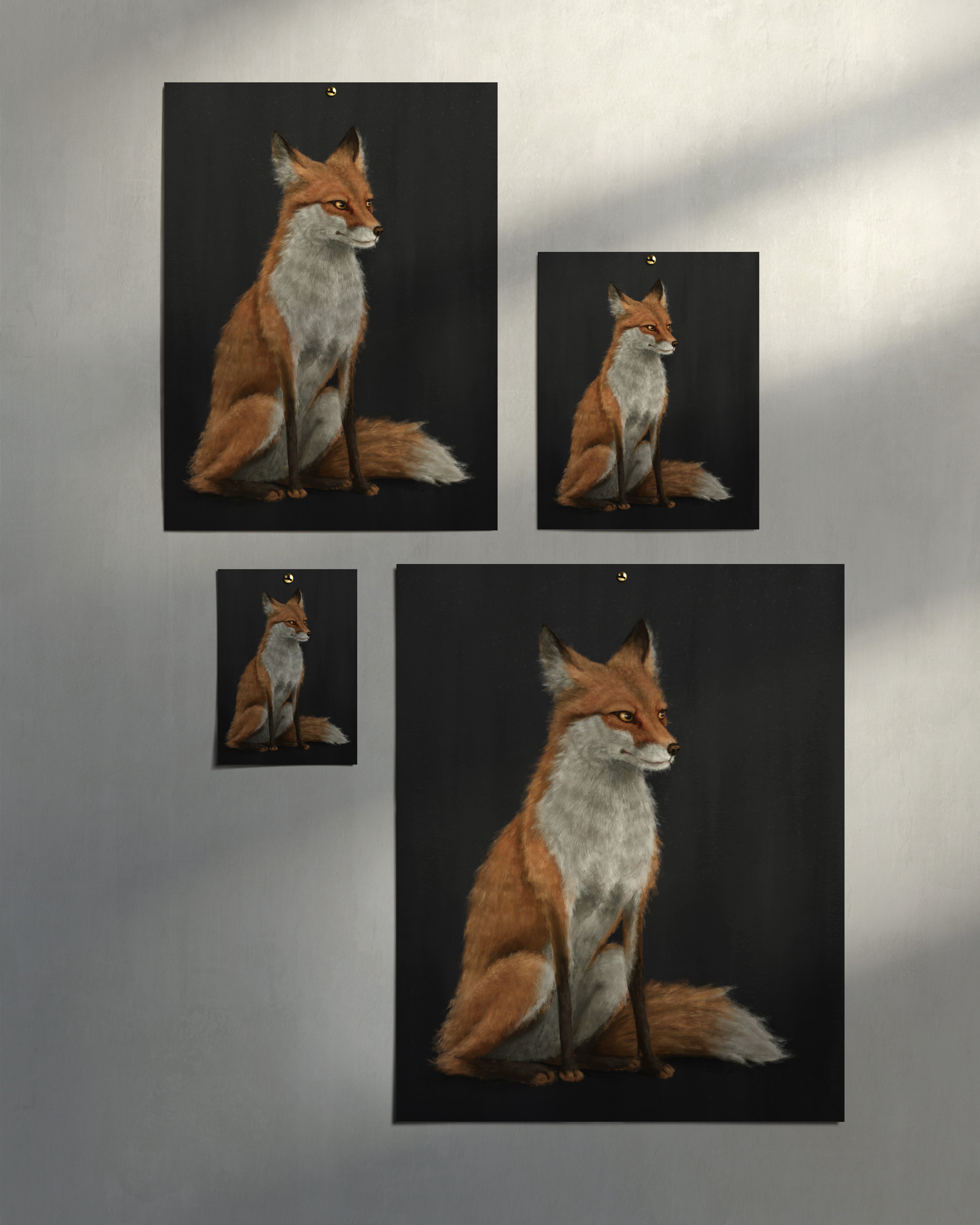 "The Woodland Fox - Black Edition" by Catherine Hébert - Woodland Fox Art Print - Black Edition