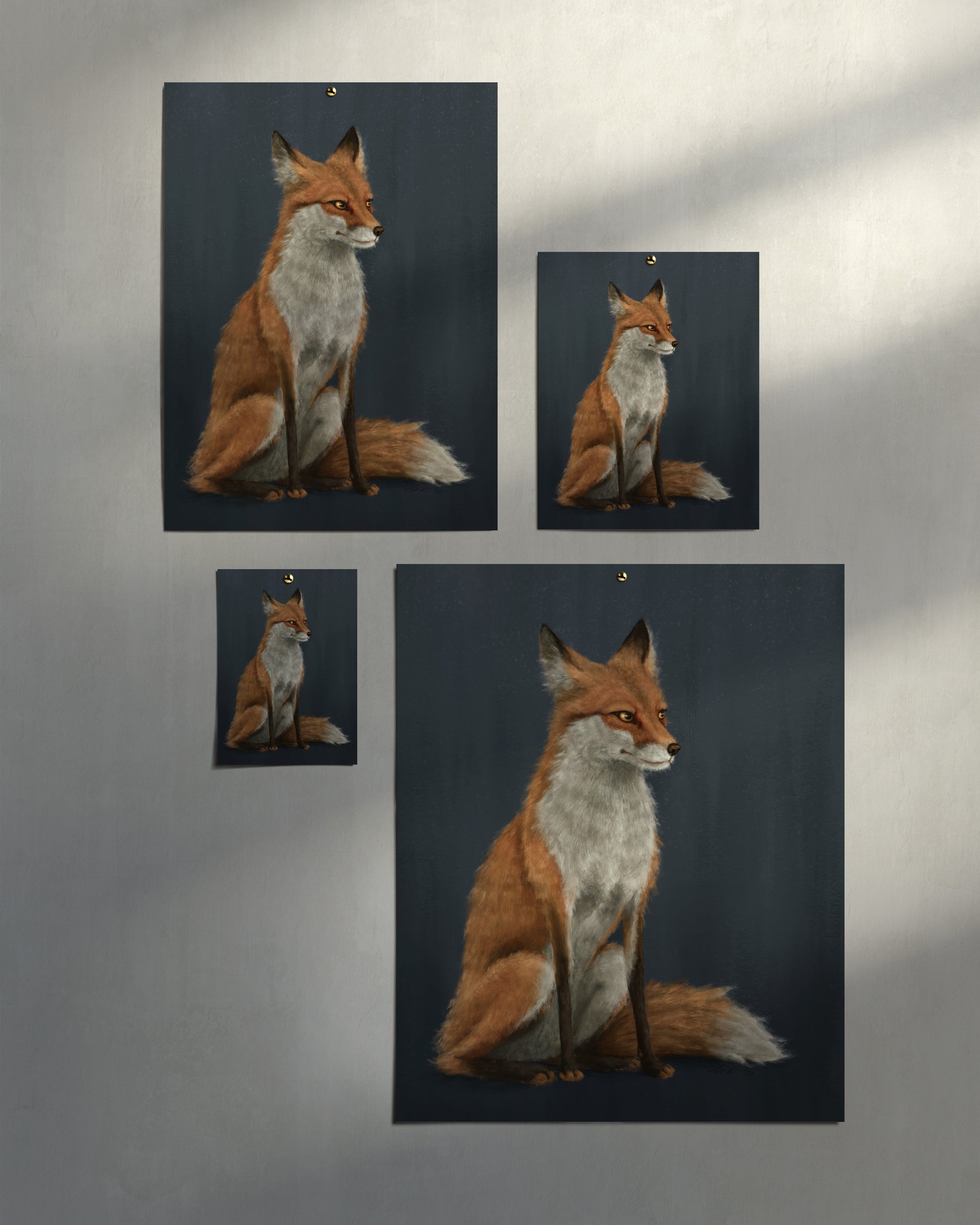 "The Woodland Fox - Blue Edition" by Catherine Hébert - Red Fox Fine Art Print - Blue Edition