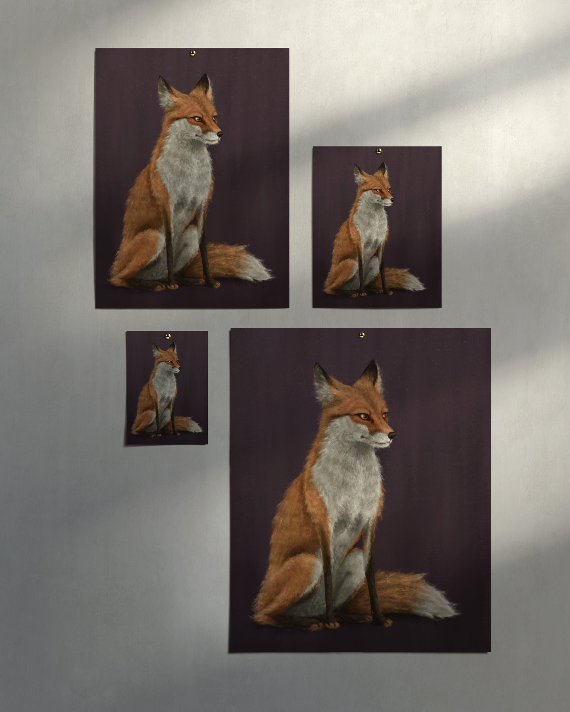 "The Woodland Fox - Burgundy Edition" by Catherine Hébert - Red Fox Giclée Art Print - Burgundy Edition