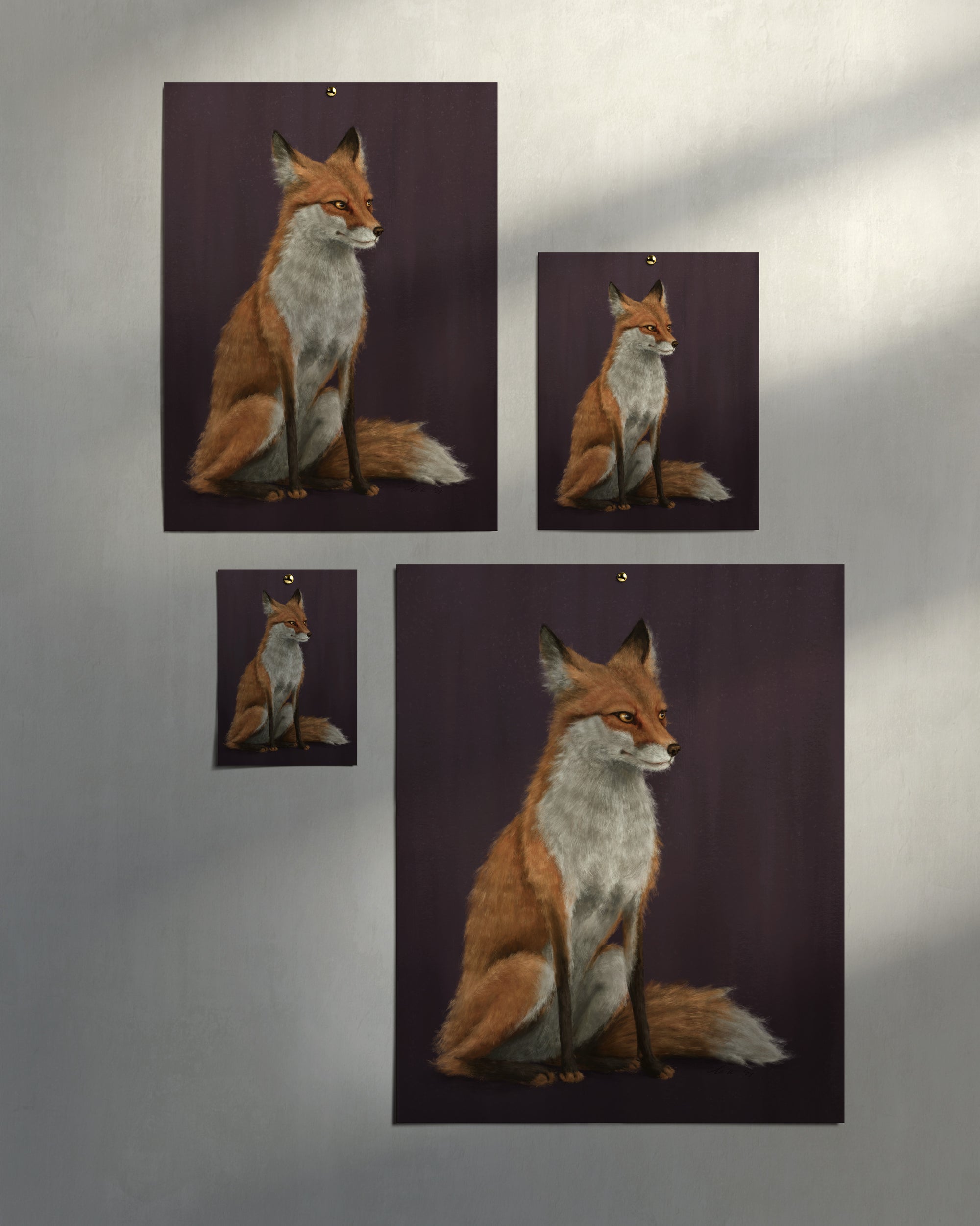 "The Woodland Fox - Burgundy Edition" by Catherine Hébert - Red Fox Fine Art Print - Burgundy Edition