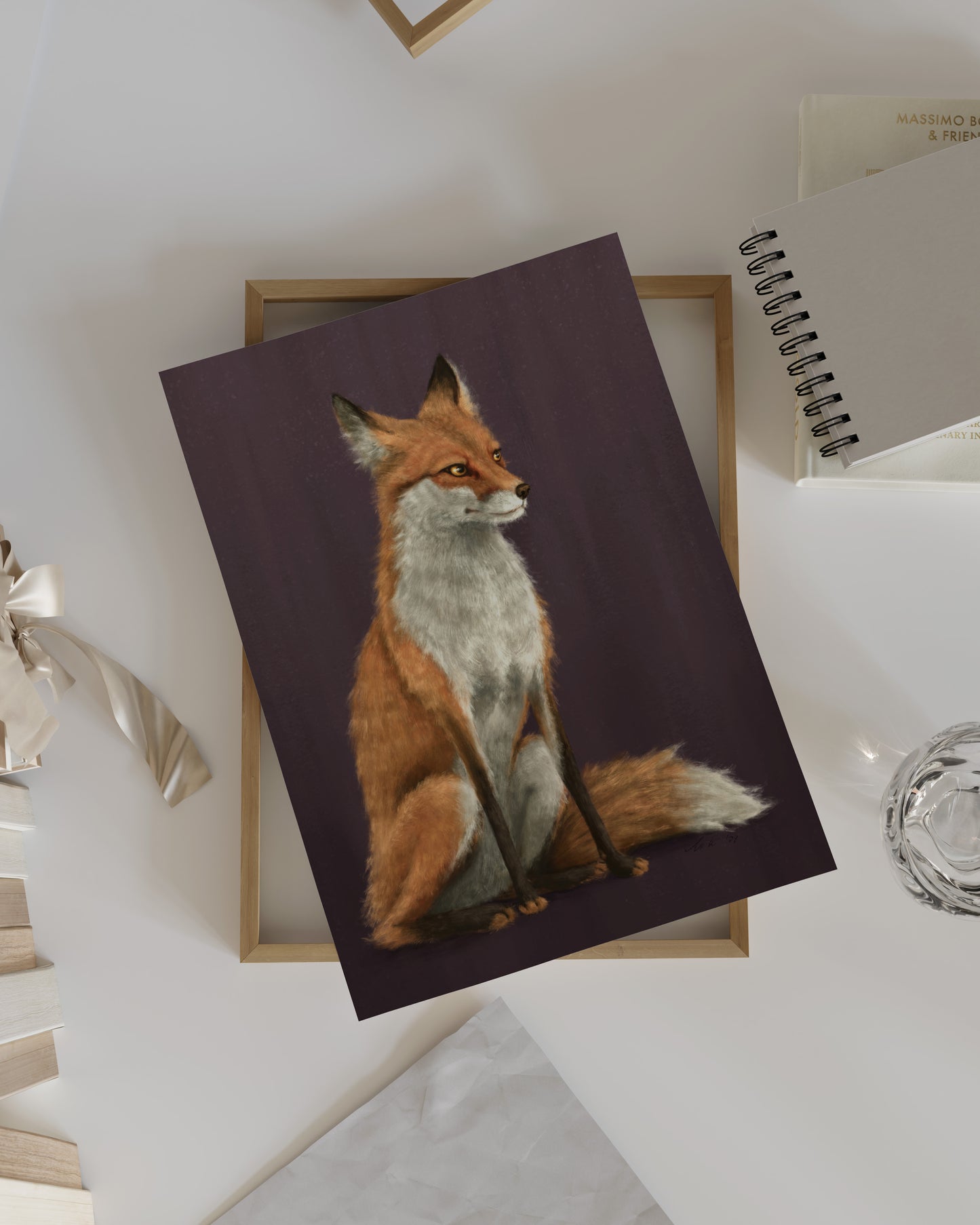 "The Woodland Fox - Burgundy Edition" by Catherine Hébert - Red Fox Giclée Art Print - Burgundy Edition