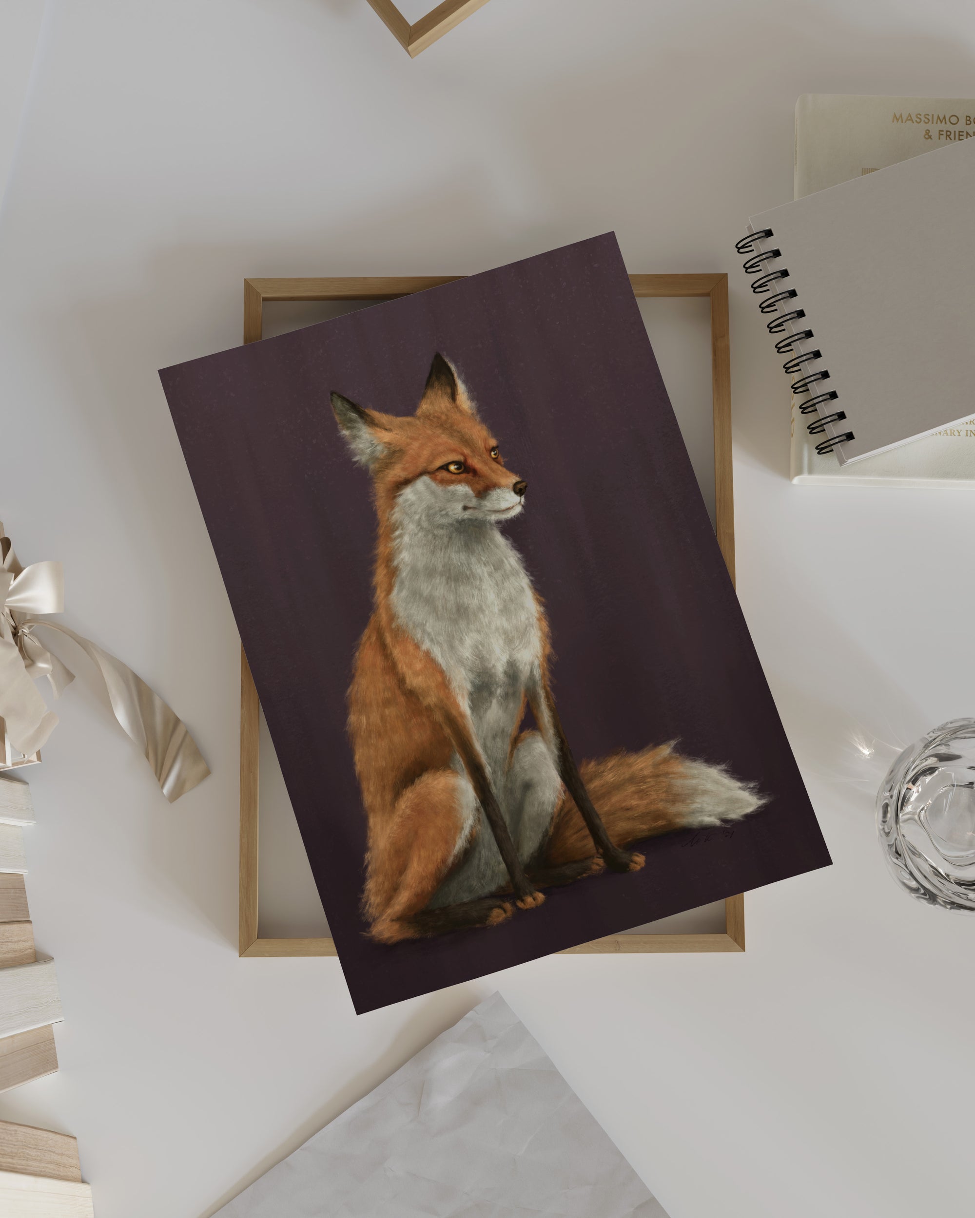 "The Woodland Fox - Burgundy Edition" by Catherine Hébert - Red Fox Fine Art Print - Burgundy Edition