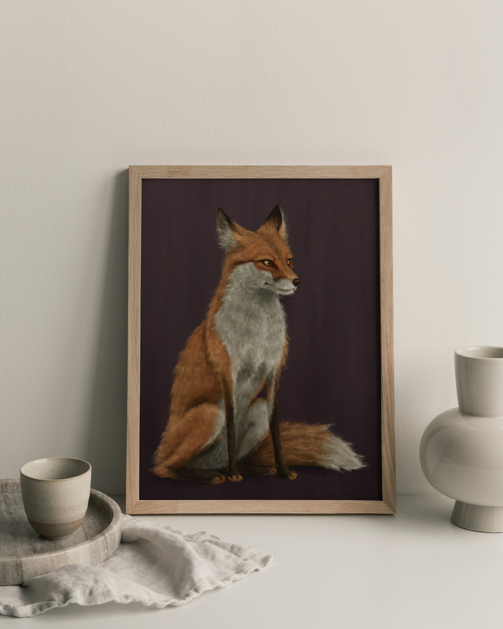 "The Woodland Fox - Burgundy Edition" by Catherine Hébert - Red Fox Fine Art Print - Burgundy Edition
