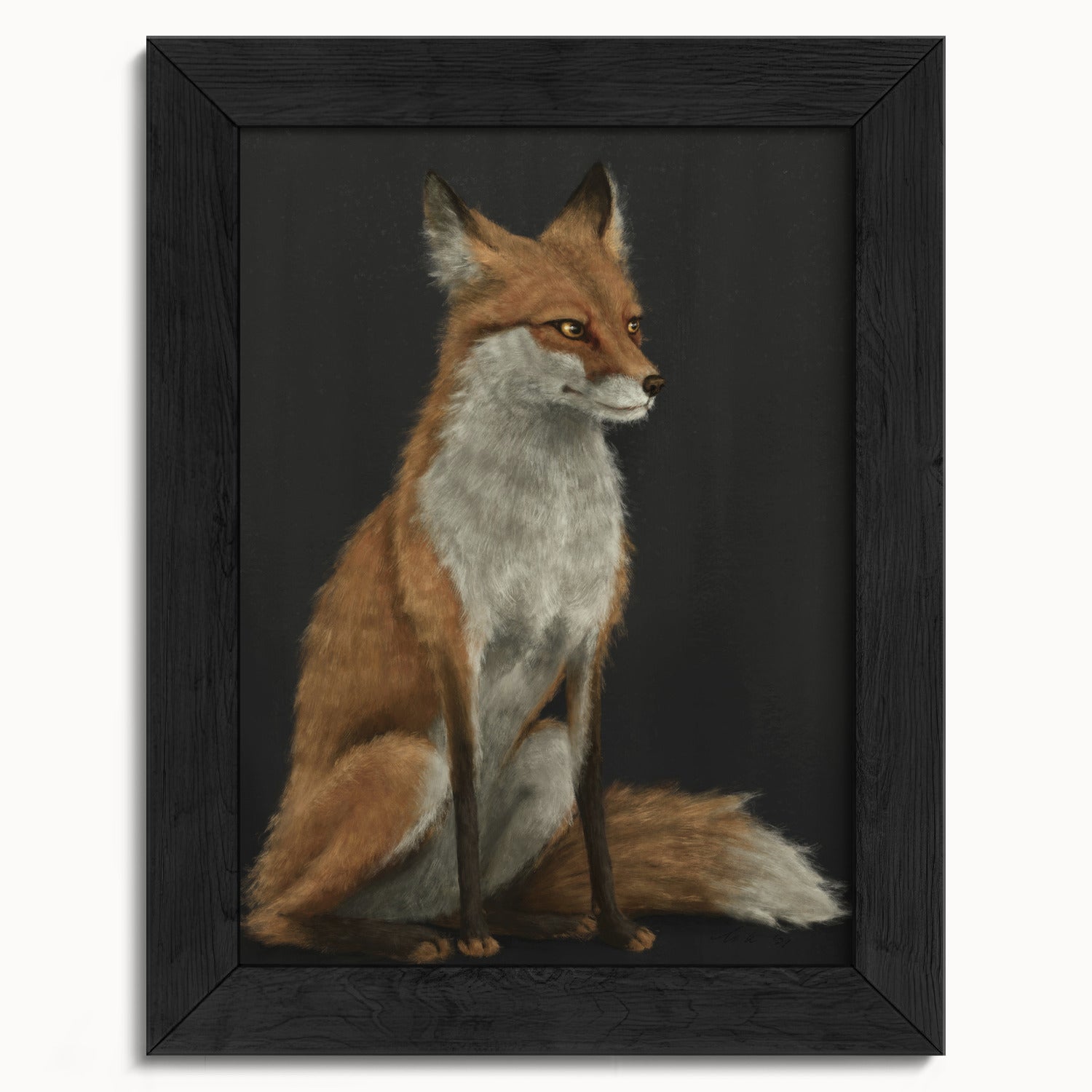 "The Woodland Fox - Black Edition" by Catherine Hébert - Red Fox Fine Art Print - Black Edition - 5"x7" size