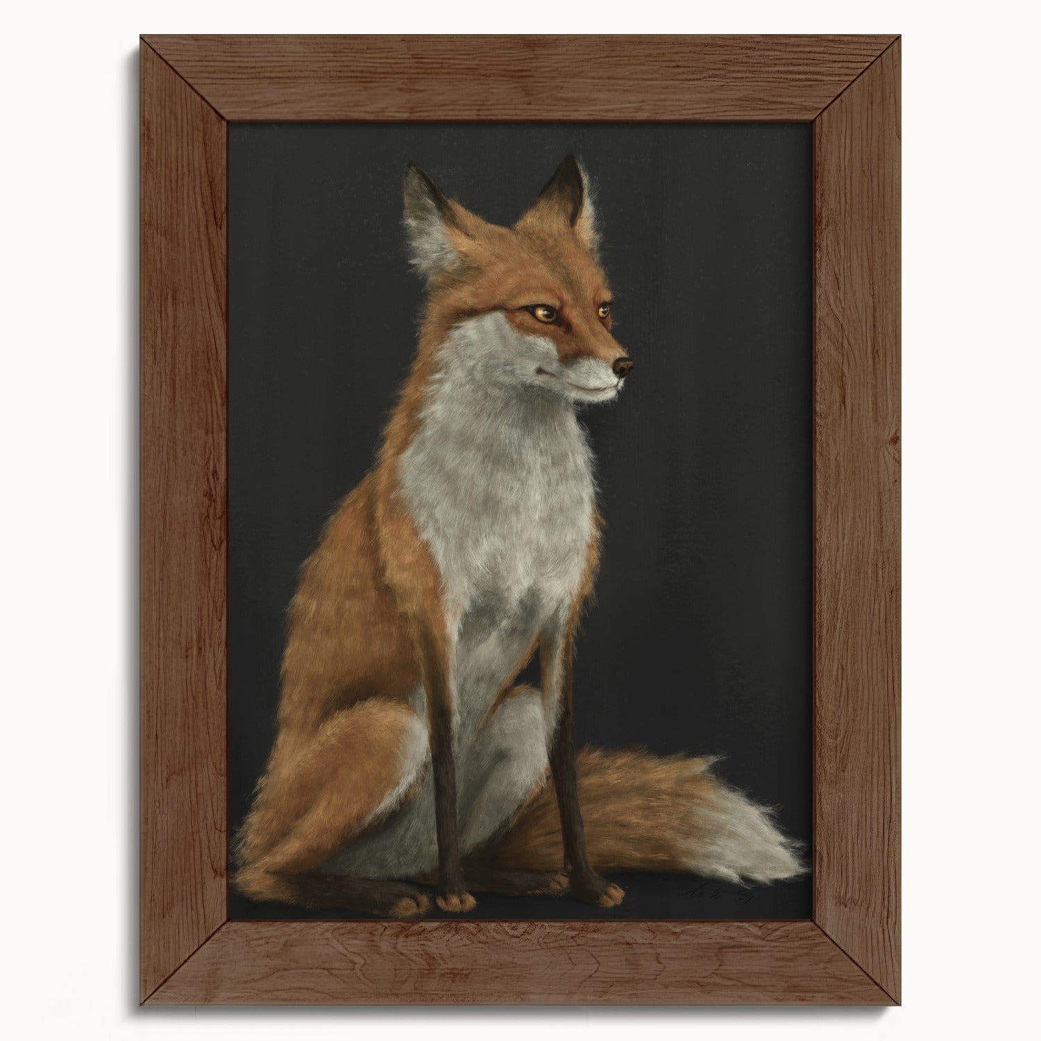 "The Woodland Fox - Black Edition" by Catherine Hébert - Red Fox Fine Art Print - Black Edition - 5"x7" size