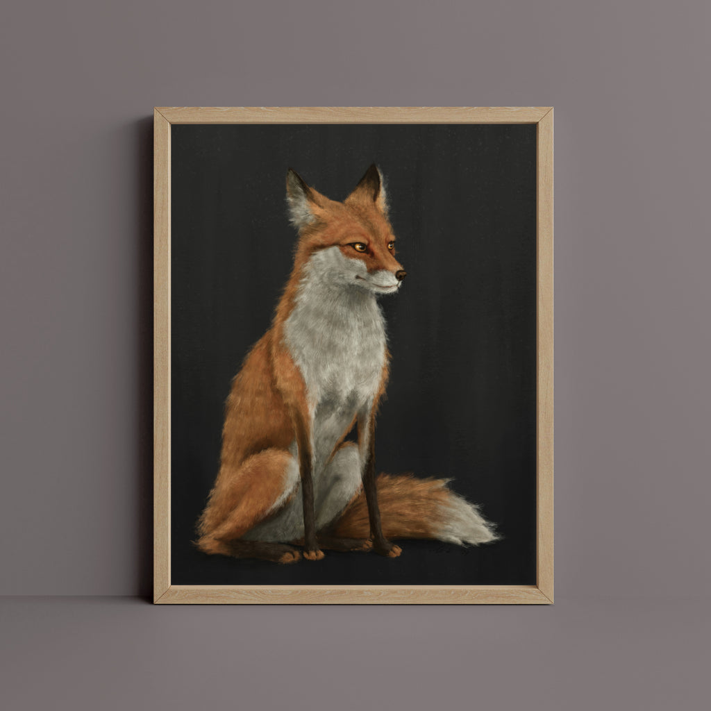 "The Woodland Fox - Black Edition" by Catherine Hébert - Red Fox Fine Art Print - Black Edition