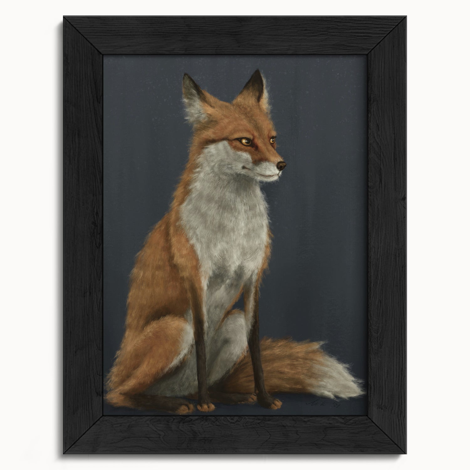 "The Woodland Fox - Blue Edition" by Catherine Hébert - Red Fox Fine Art Print - Blue Edition - 5"x7" size